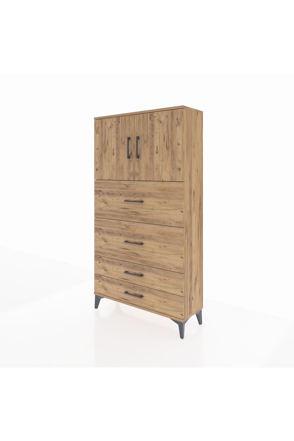 Arges Dolap 2 Raflı 4 Çekmeceli 2 Kapaklı 88x30x163 - S21M037V9A