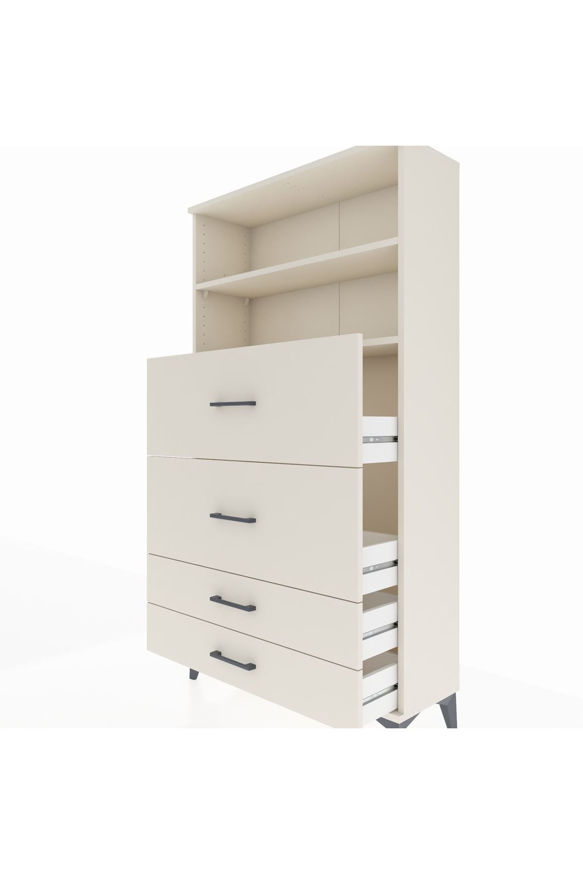 Arges Dolap 2 Raflı 4 Çekmeceli 88x30x163 - S21M038V1A