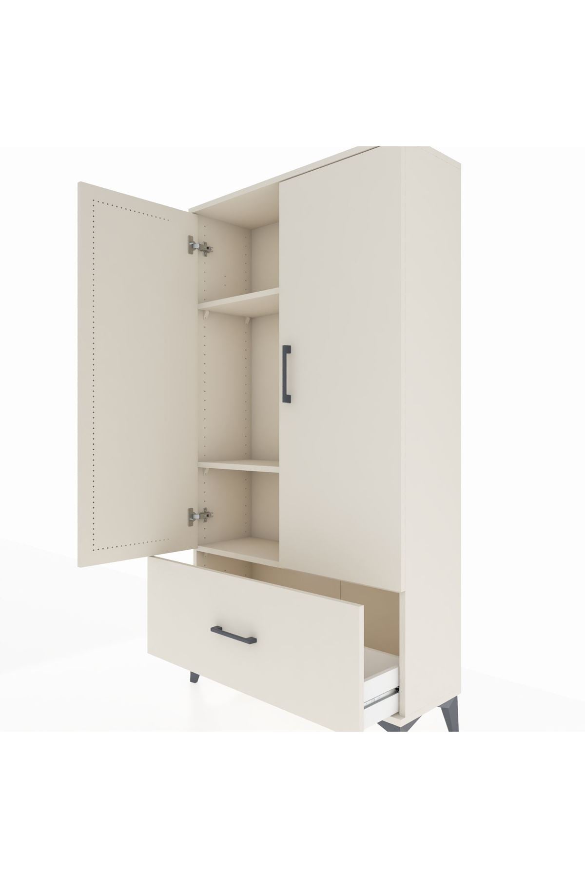 Arges Dolap 3 Raflı Tek Çekmeceli 2 Kapaklı 88x30x163 - S21M001V1A