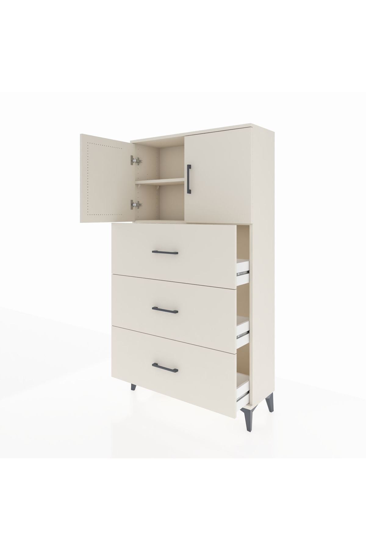 Arges Dolap 2 Raflı 3 Çekmeceli 2 Kapaklı 88x30x163 - S21M039V1A