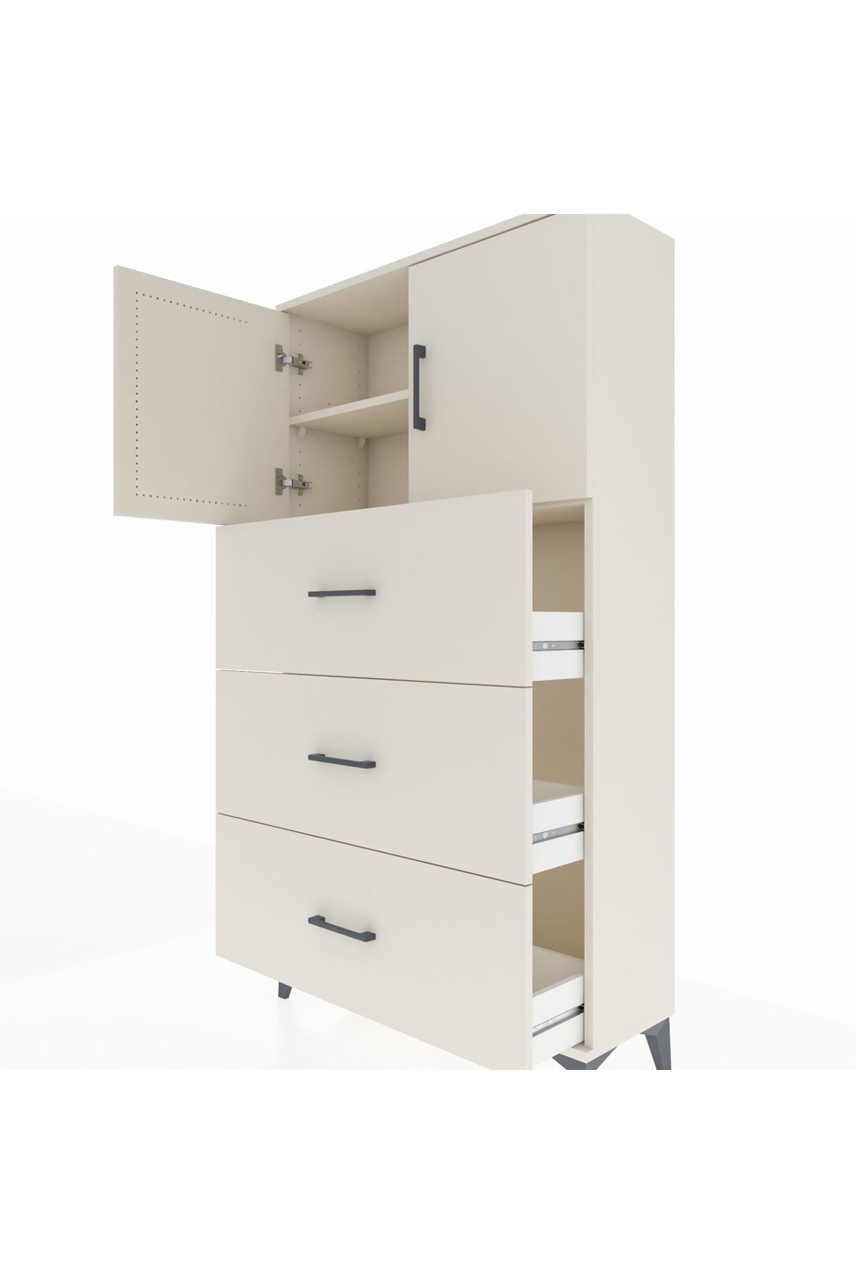 Arges Dolap 2 Raflı 3 Çekmeceli 2 Kapaklı 88x30x163 - S21M039V1A