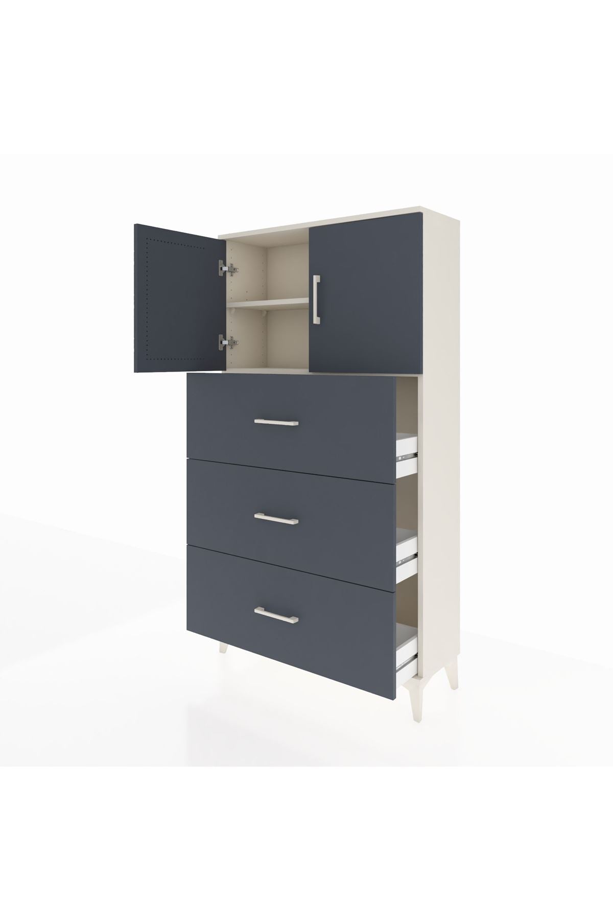 Arges Dolap 2 Raflı 3 Çekmeceli 2 Kapaklı 88x30x163 - S21M039V2A