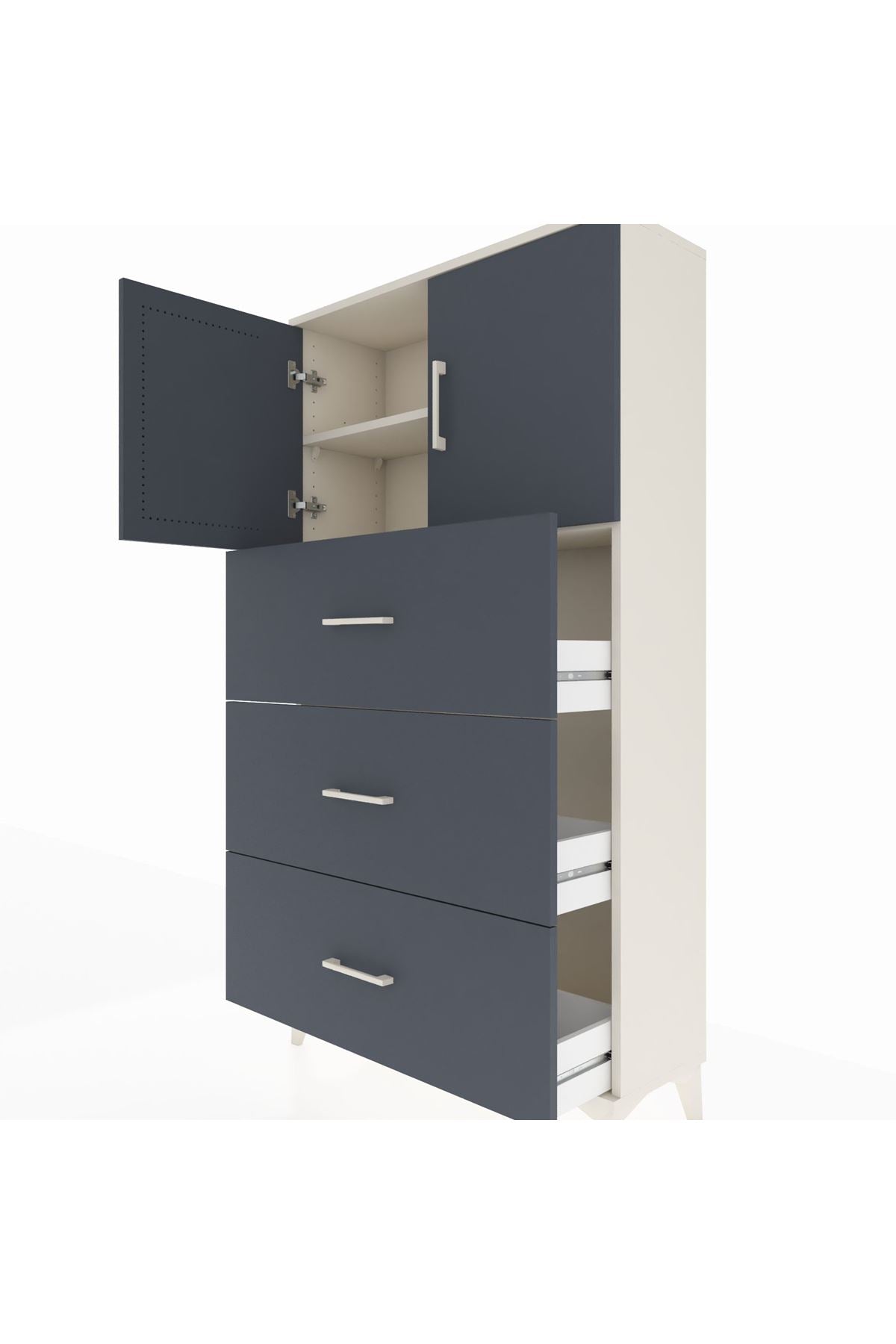 Arges Dolap 2 Raflı 3 Çekmeceli 2 Kapaklı 88x30x163 - S21M039V2A