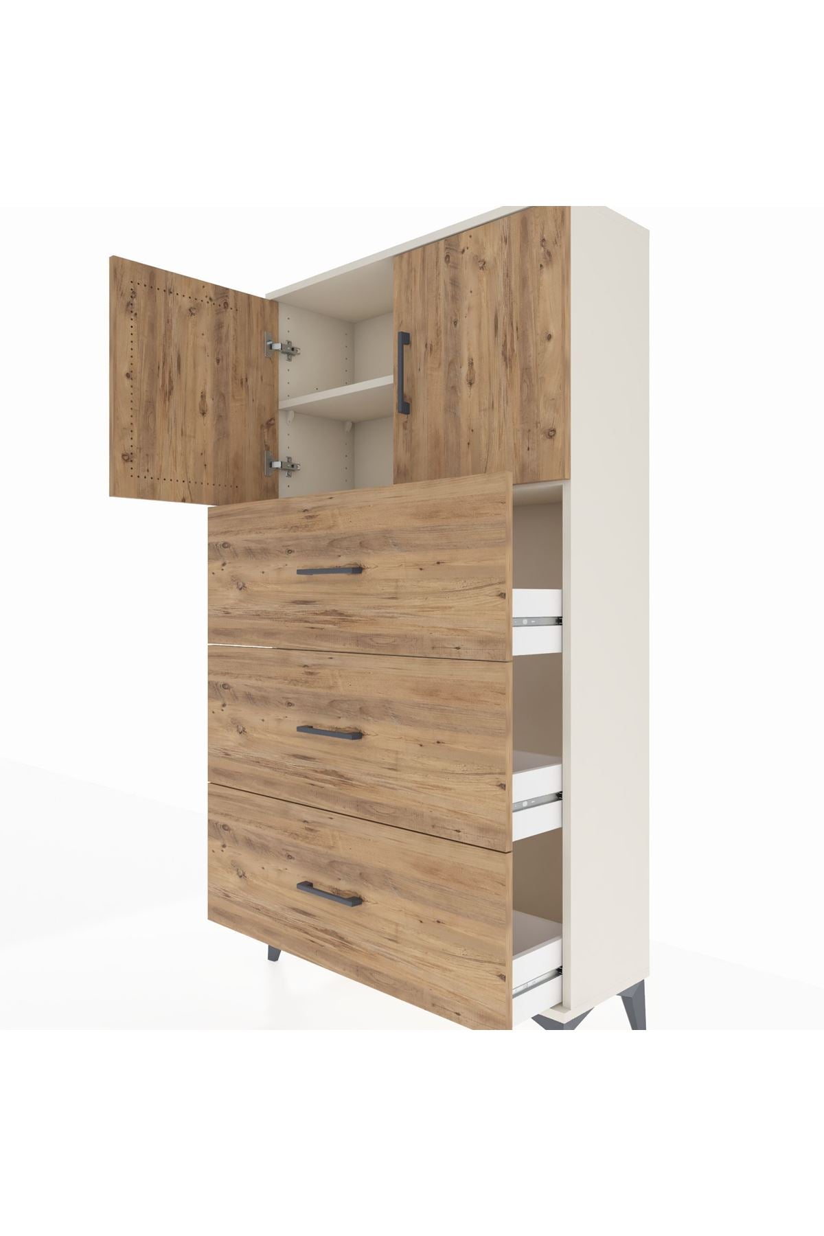 Arges Dolap 2 Raflı 3 Çekmeceli 2 Kapaklı 88x30x163 - S21M039V3A