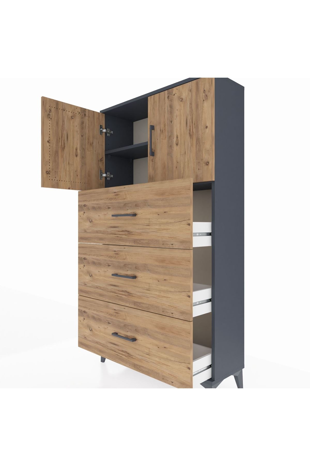 Arges Dolap 2 Raflı 3 Çekmeceli 2 Kapaklı 88x30x163 - S21M039V6A