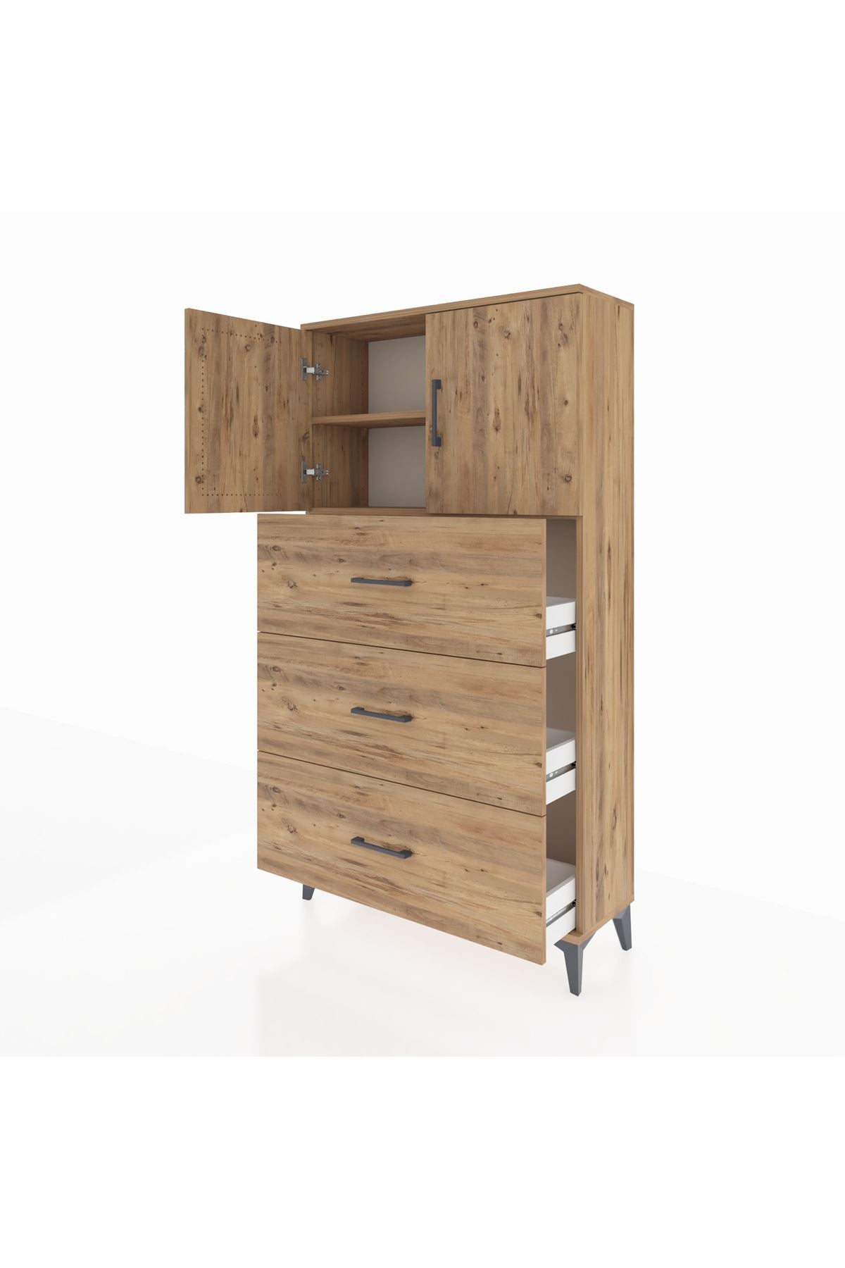 Arges Dolap 2 Raflı 3 Çekmeceli 2 Kapaklı 88x30x163 - S21M039V9A