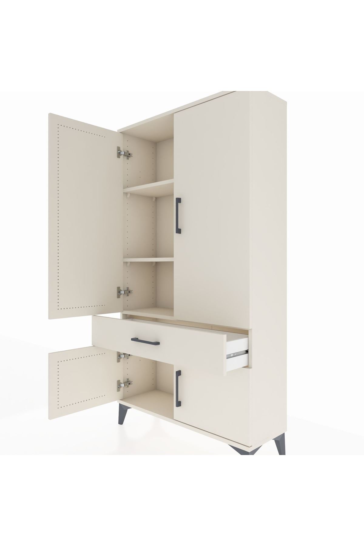 Arges Dolap 3 Raflı Tek Çekmeceli 4 Kapaklı 88x30x163 - S21M043V1A