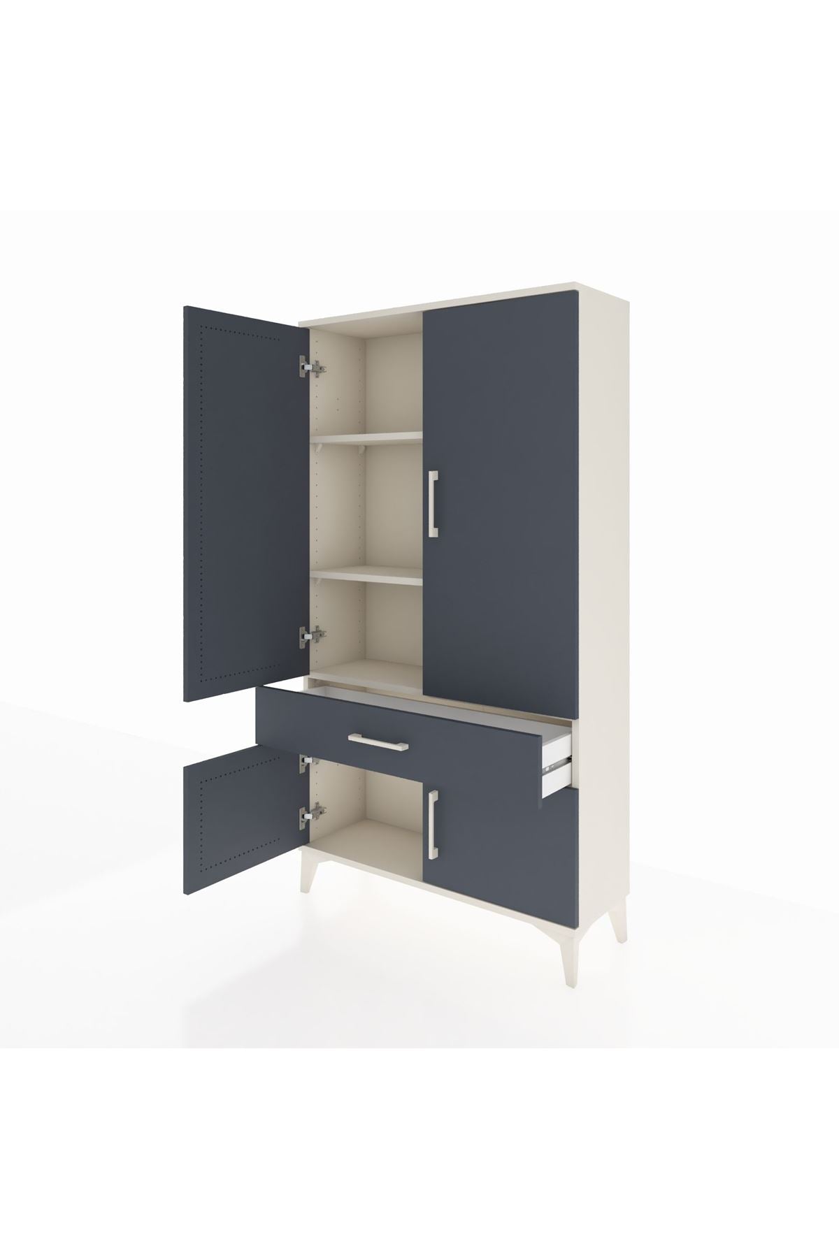 Arges Dolap 3 Raflı Tek Çekmeceli 4 Kapaklı 88x30x163 - S21M043V2A