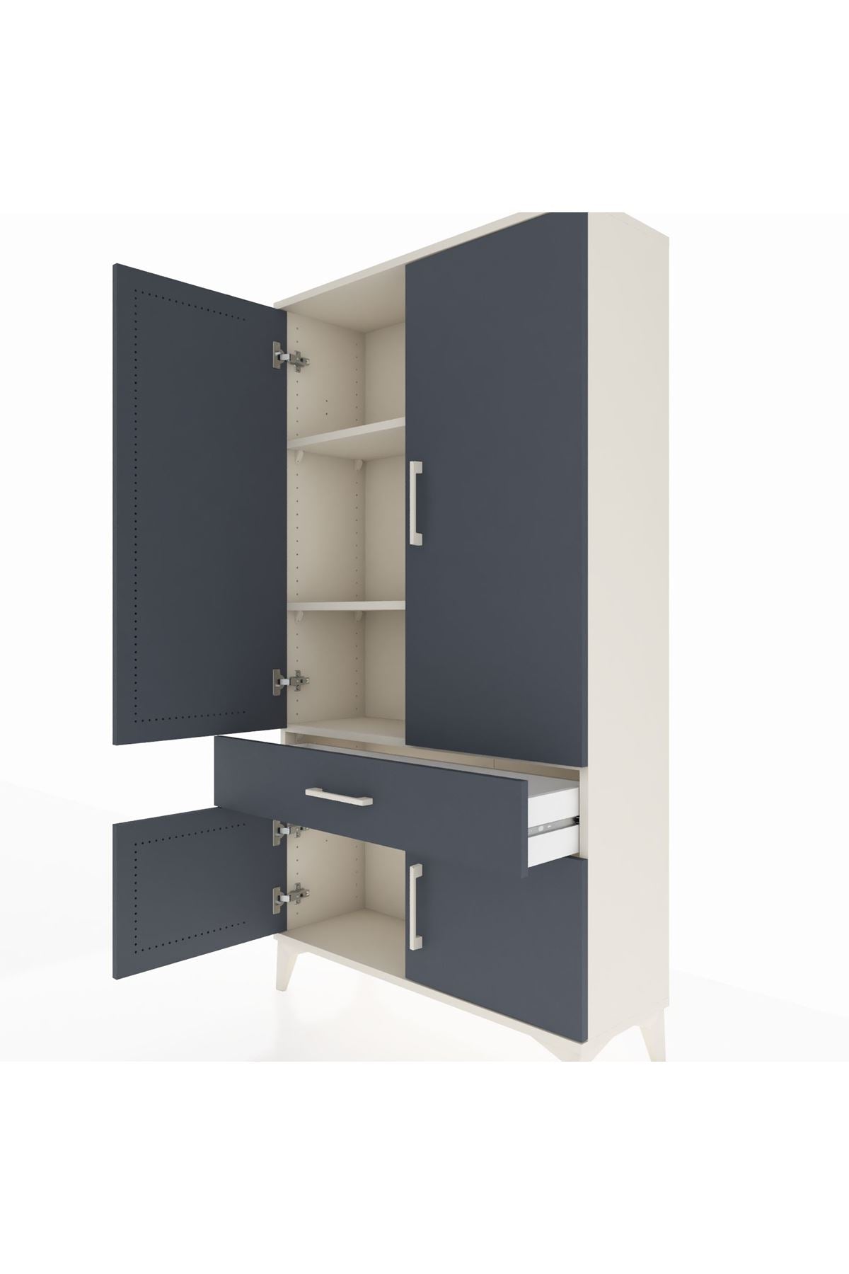 Arges Dolap 3 Raflı Tek Çekmeceli 4 Kapaklı 88x30x163 - S21M043V2A