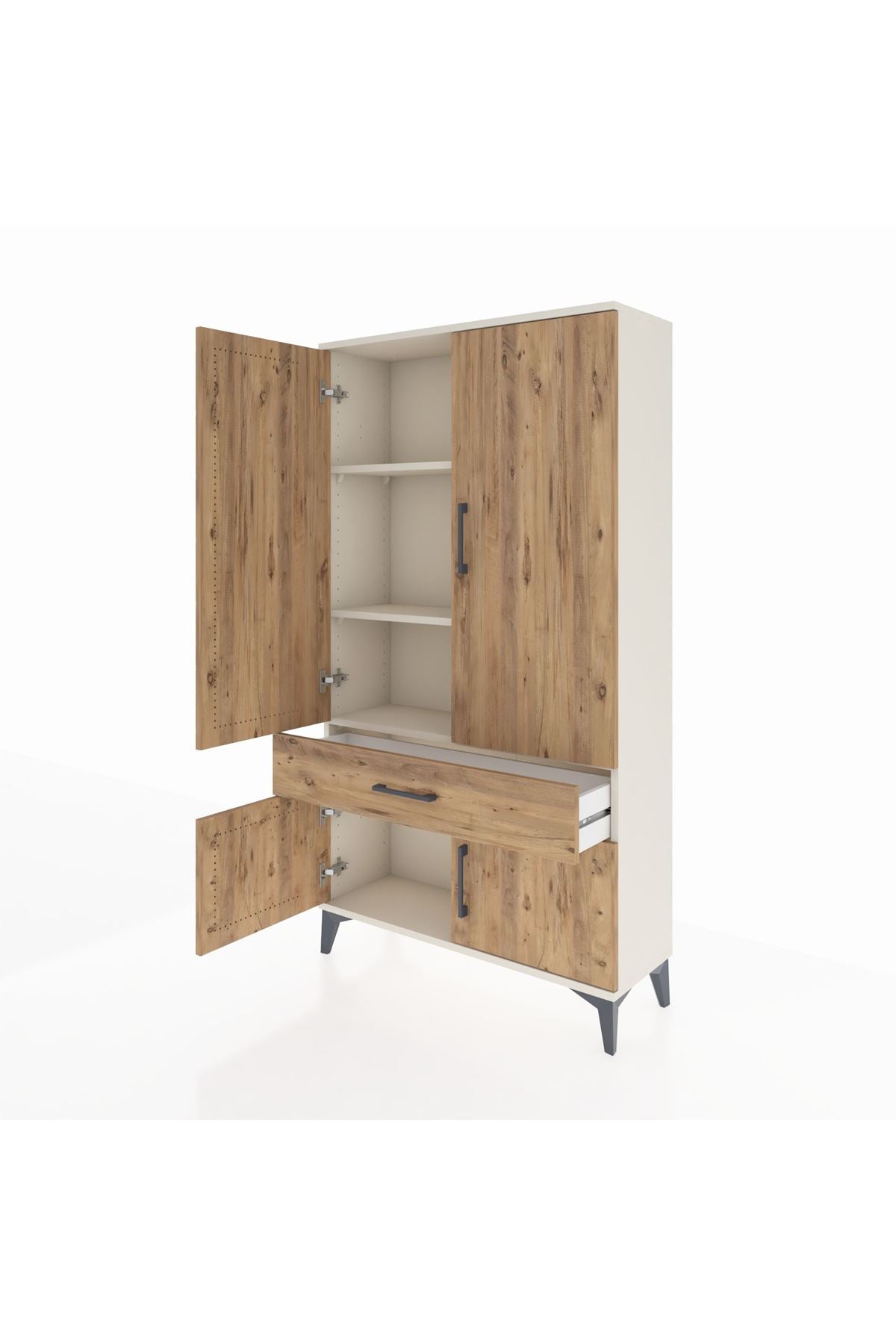 Arges Dolap 3 Raflı Tek Çekmeceli 4 Kapaklı 88x30x163 - S21M043V3A