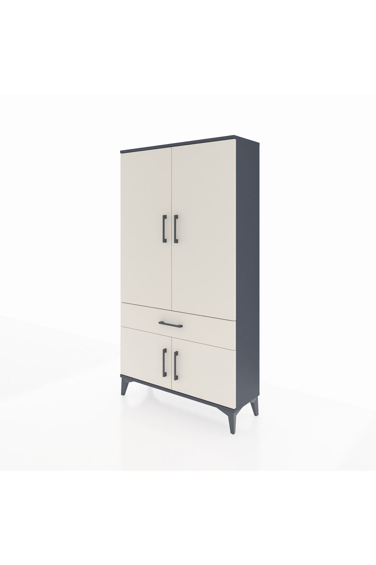 Arges Dolap 3 Raflı Tek Çekmeceli 4 Kapaklı 88x30x163 - S21M043V4A