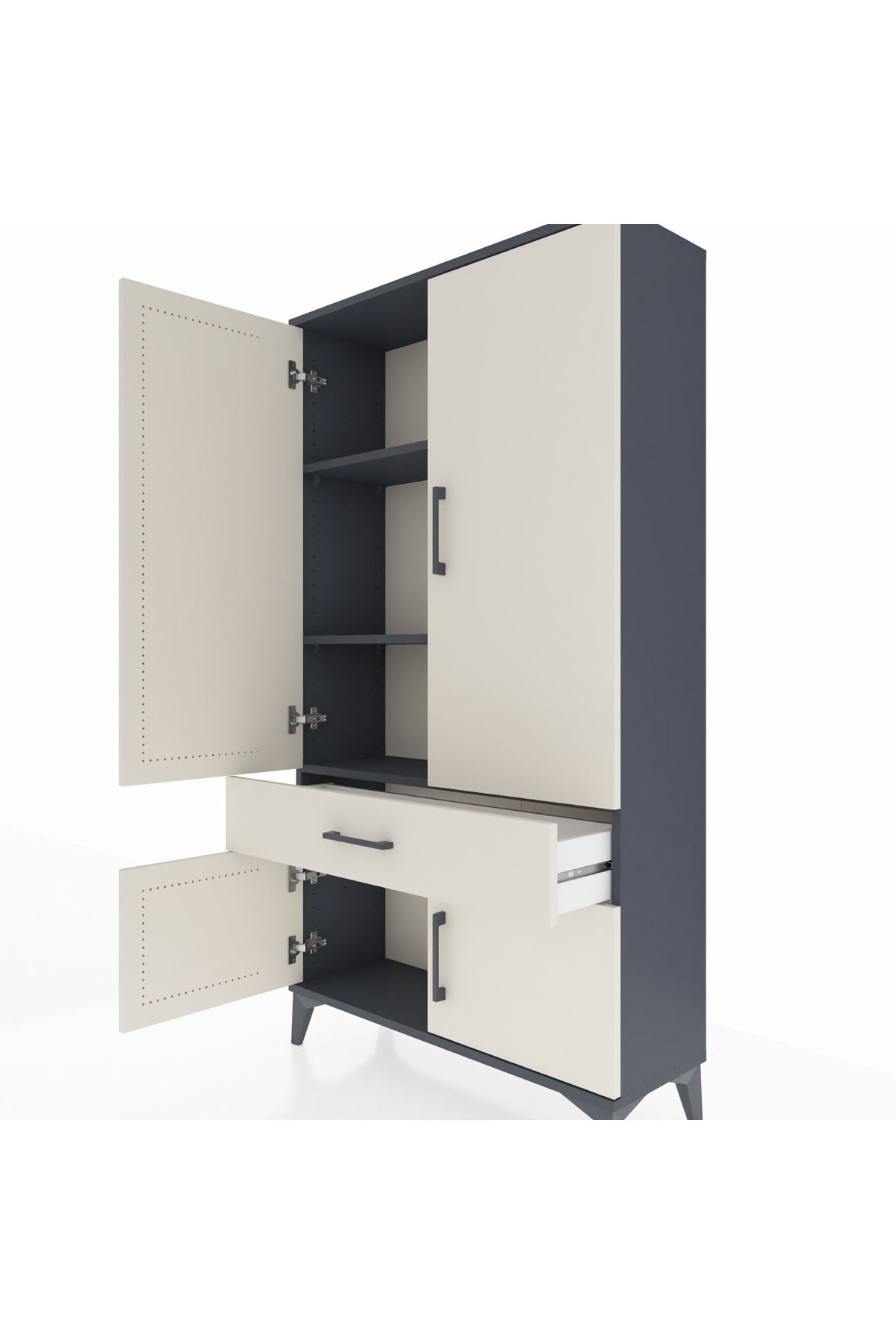 Arges Dolap 3 Raflı Tek Çekmeceli 4 Kapaklı 88x30x163 - S21M043V4A