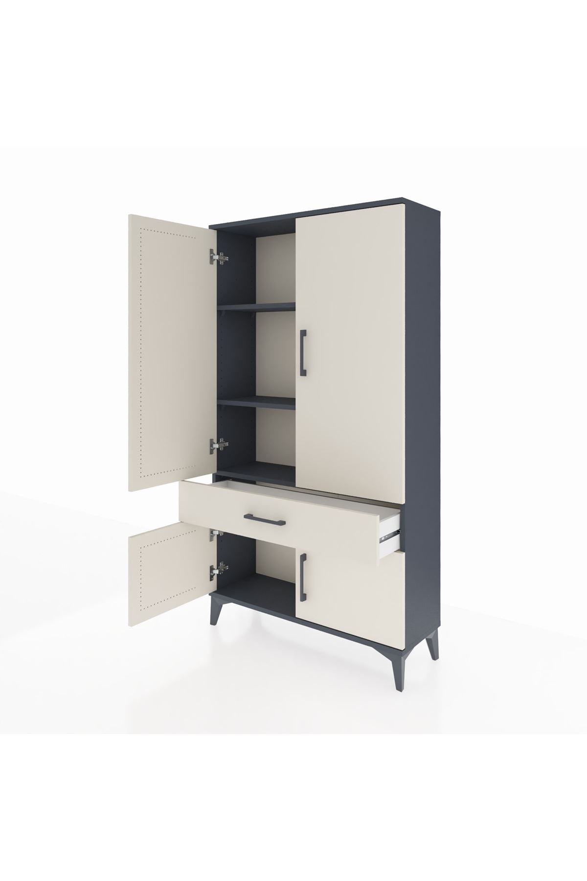 Arges Dolap 3 Raflı Tek Çekmeceli 4 Kapaklı 88x30x163 - S21M043V4A