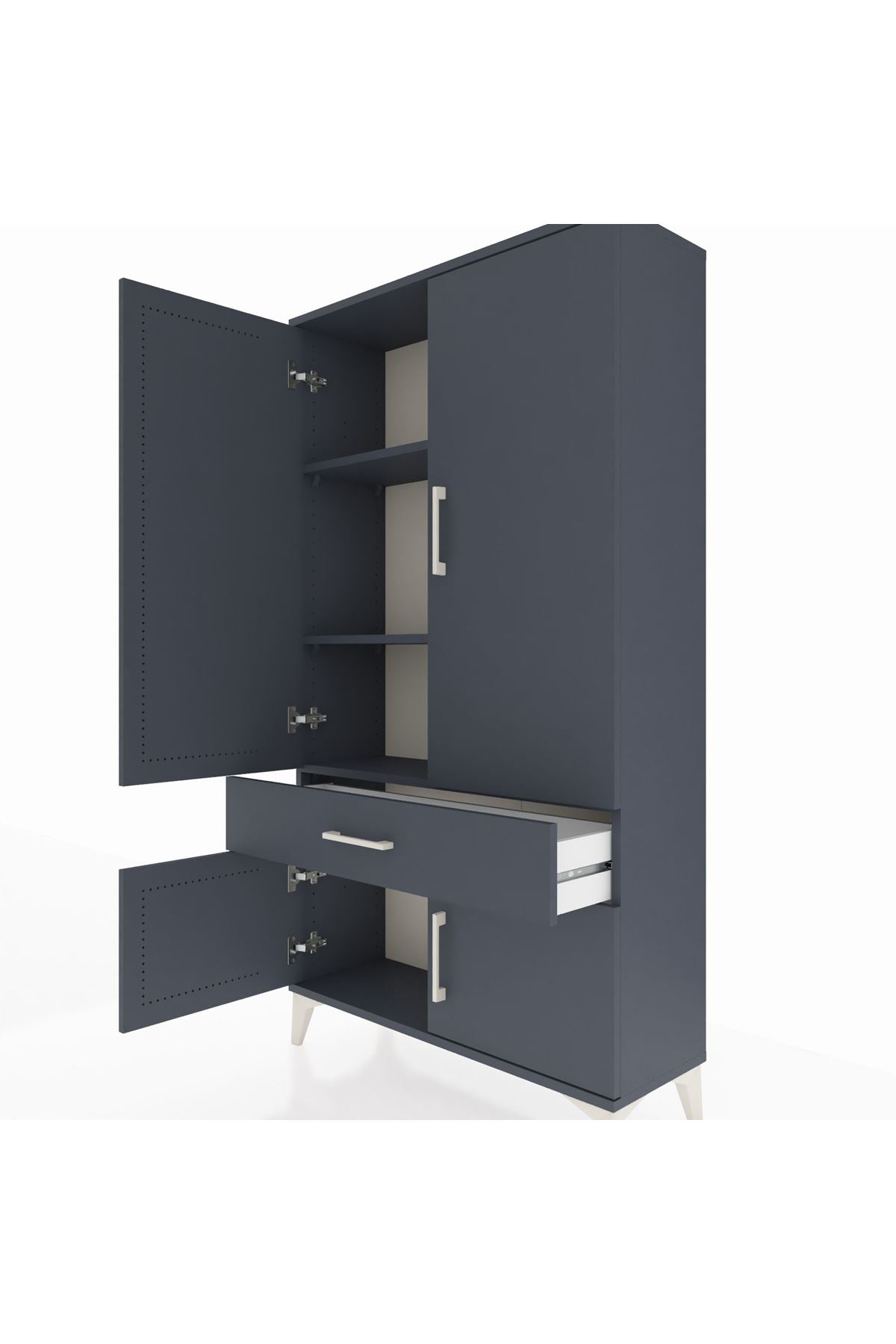 Arges Dolap 3 Raflı Tek Çekmeceli 4 Kapaklı 88x30x163 - S21M043V5A