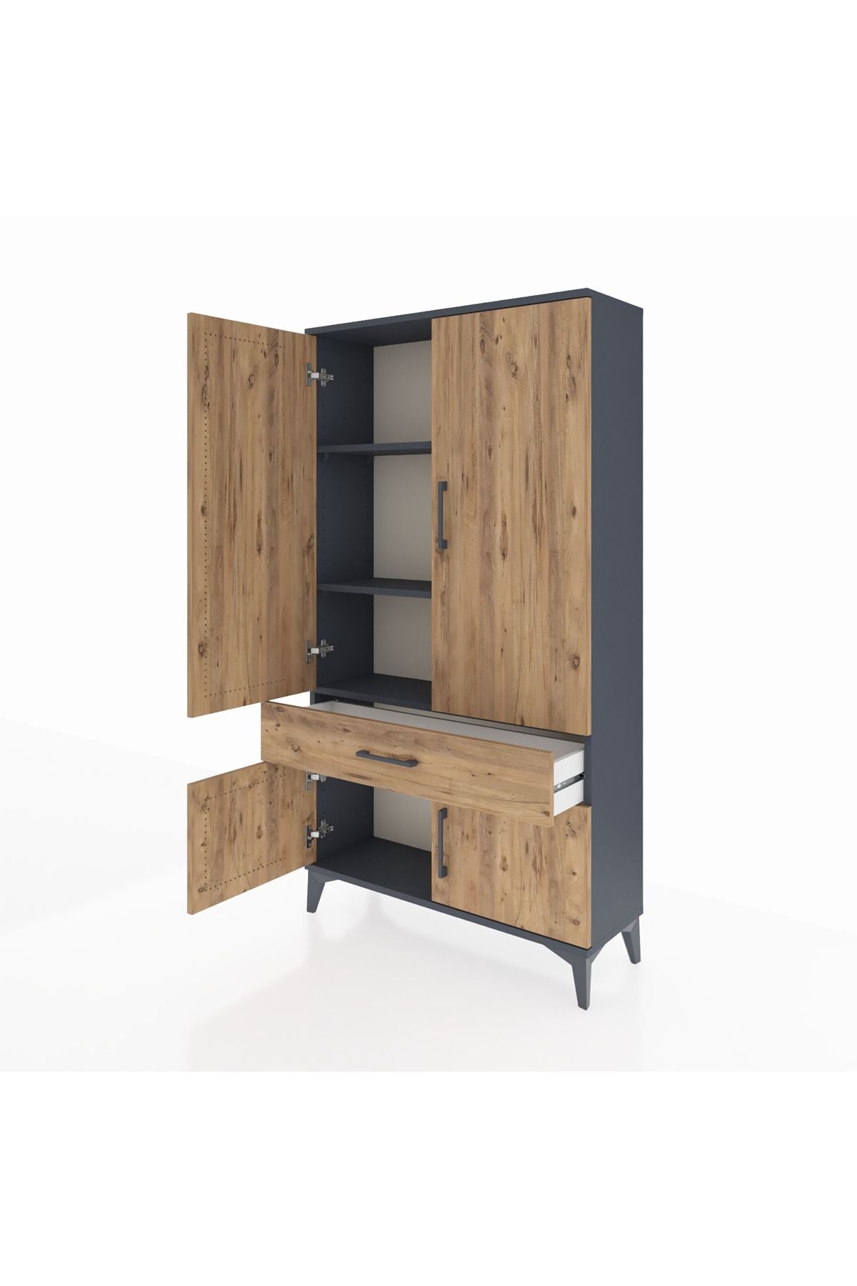 Arges Dolap 3 Raflı Tek Çekmeceli 4 Kapaklı 88x30x163 - S21M043V6A