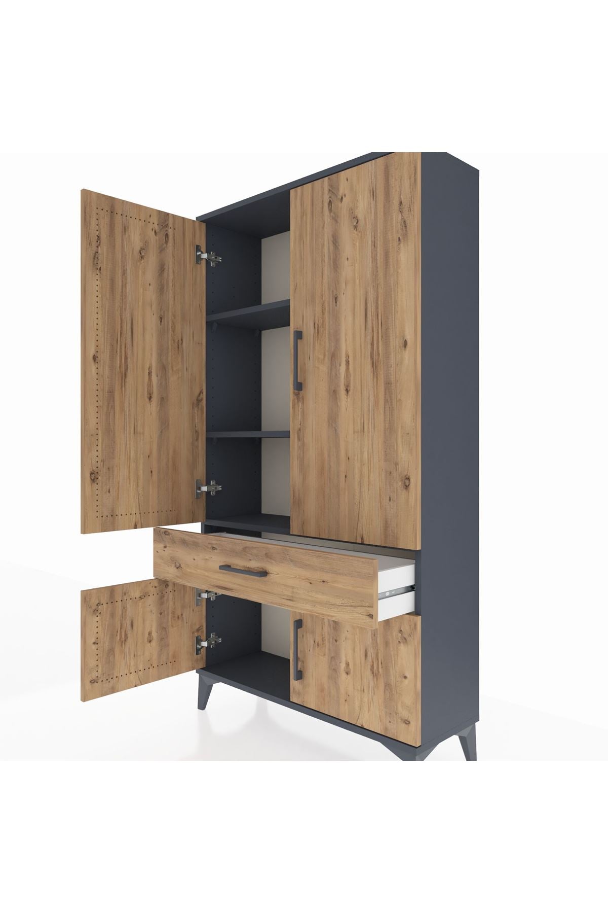 Arges Dolap 3 Raflı Tek Çekmeceli 4 Kapaklı 88x30x163 - S21M043V6A
