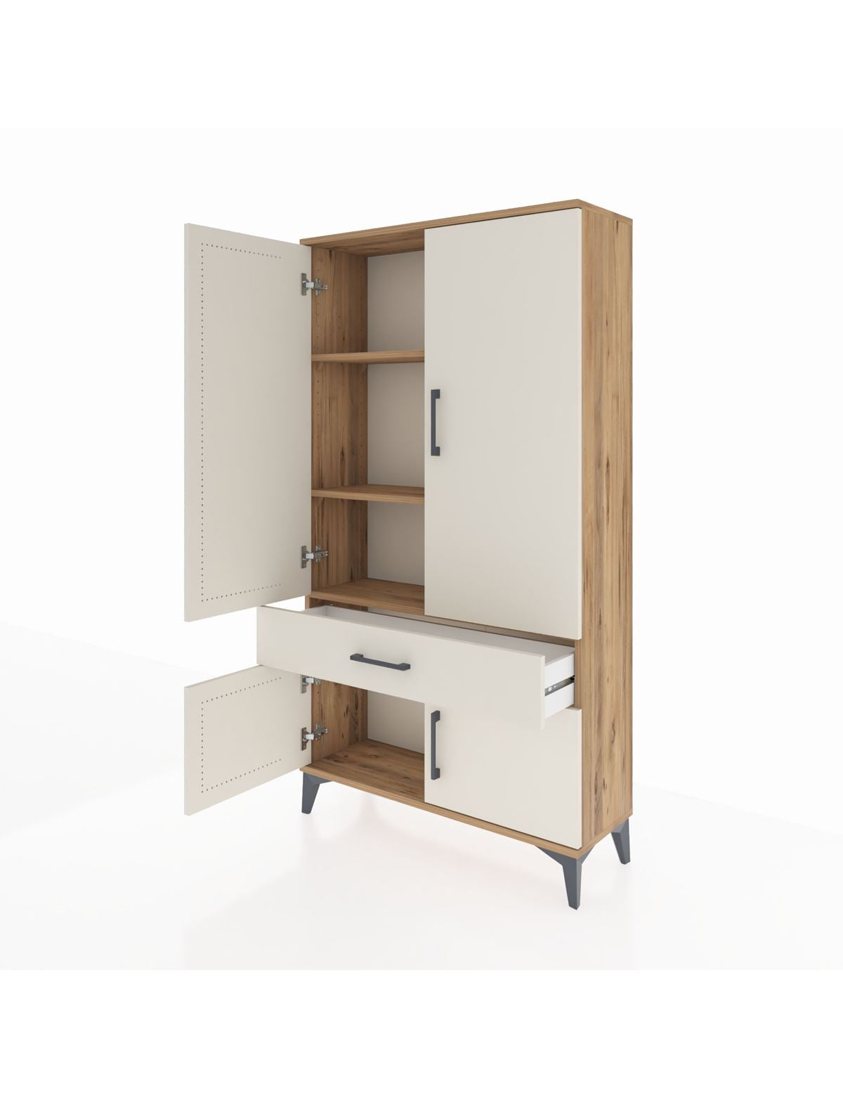 Arges Dolap 3 Raflı Tek Çekmeceli 4 Kapaklı 88x30x163 - S21M043V7A