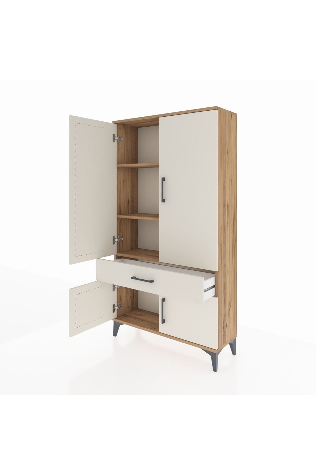 Arges Dolap 3 Raflı Tek Çekmeceli 4 Kapaklı 88x30x163 - S21M043V7A