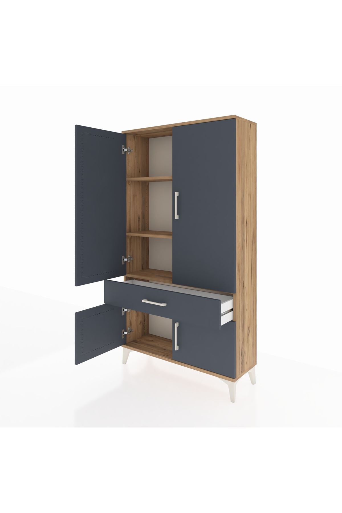 Arges Dolap 3 Raflı Tek Çekmeceli 4 Kapaklı 88x30x163 - S21M043V8A