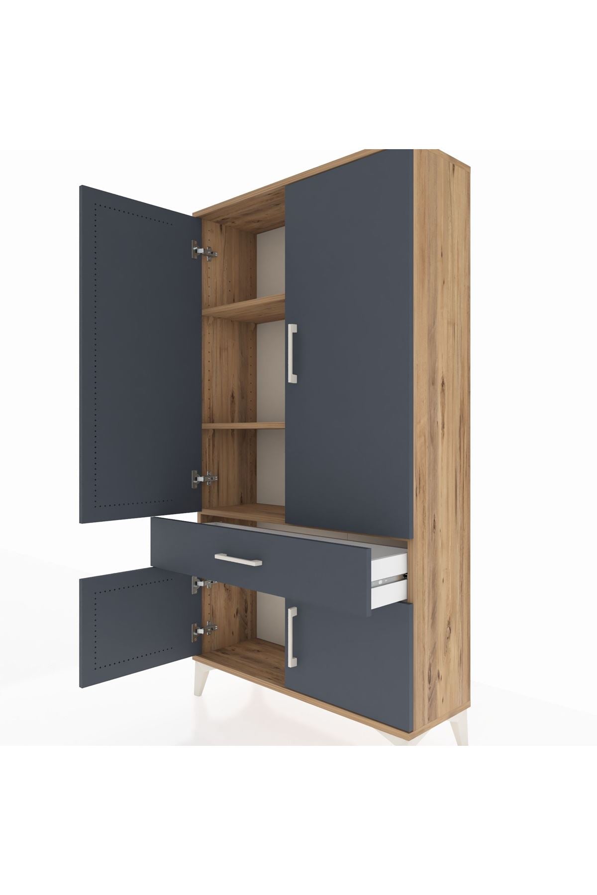 Arges Dolap 3 Raflı Tek Çekmeceli 4 Kapaklı 88x30x163 - S21M043V8A