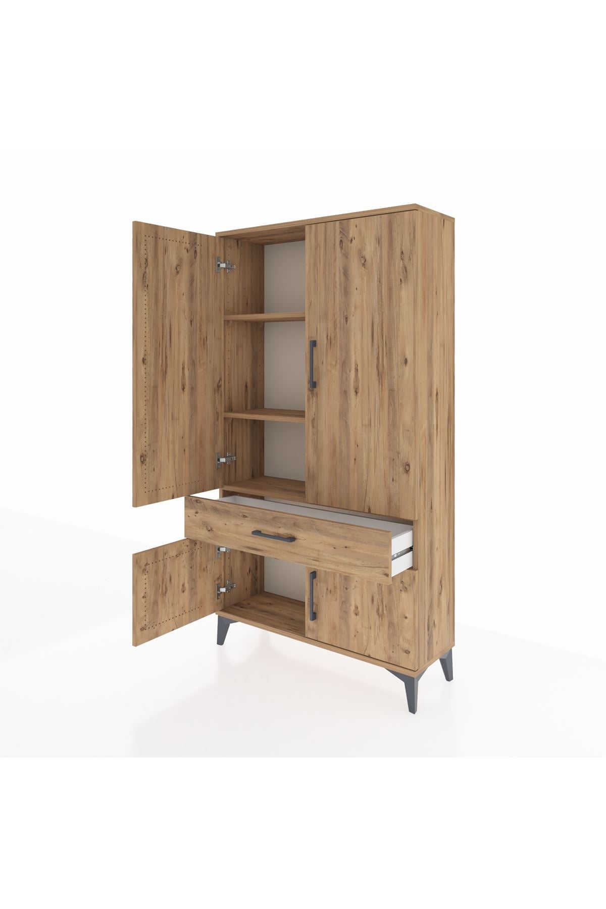 Arges Dolap 3 Raflı Tek Çekmeceli 4 Kapaklı 88x30x163 - S21M043V9A