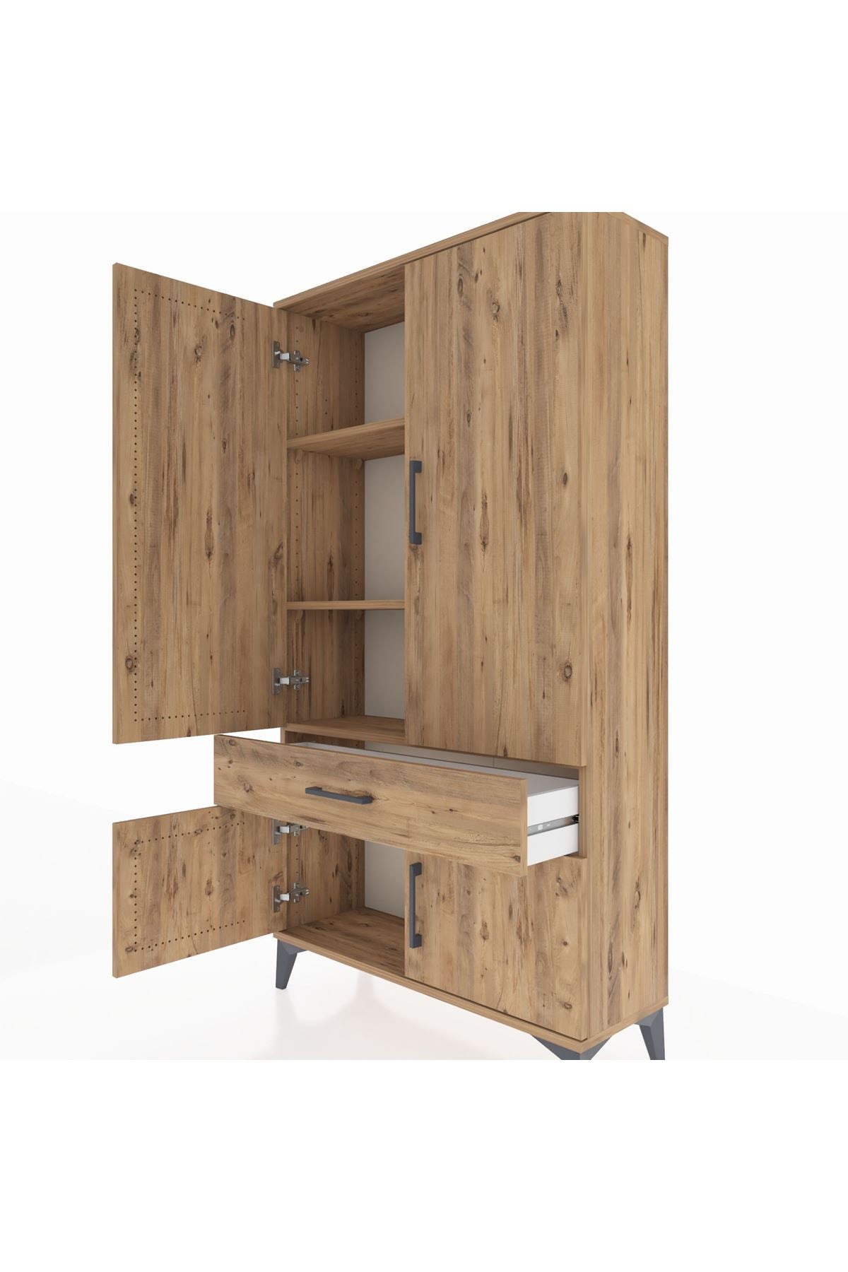Arges Dolap 3 Raflı Tek Çekmeceli 4 Kapaklı 88x30x163 - S21M043V9A