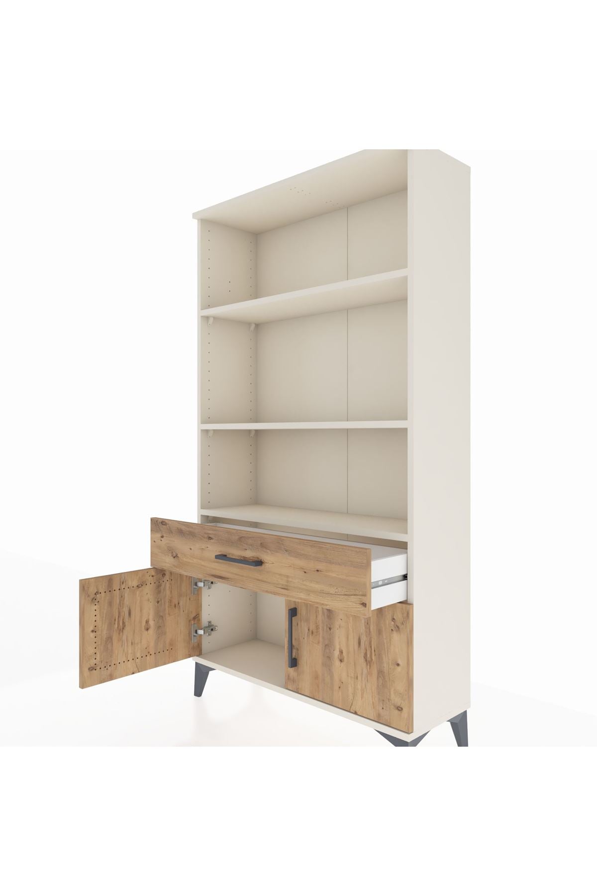 Arges Dolap 3 Raflı Tek Çekmeceli 2 Kapaklı 88x30x163 - S21M044V3A