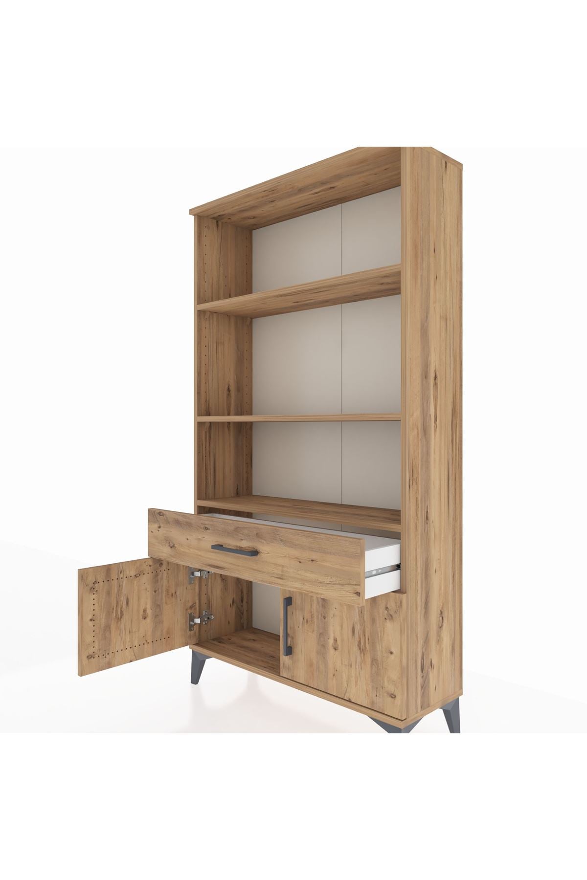Arges Dolap 3 Raflı Tek Çekmeceli 2 Kapaklı 88x30x163 - S21M044V9A
