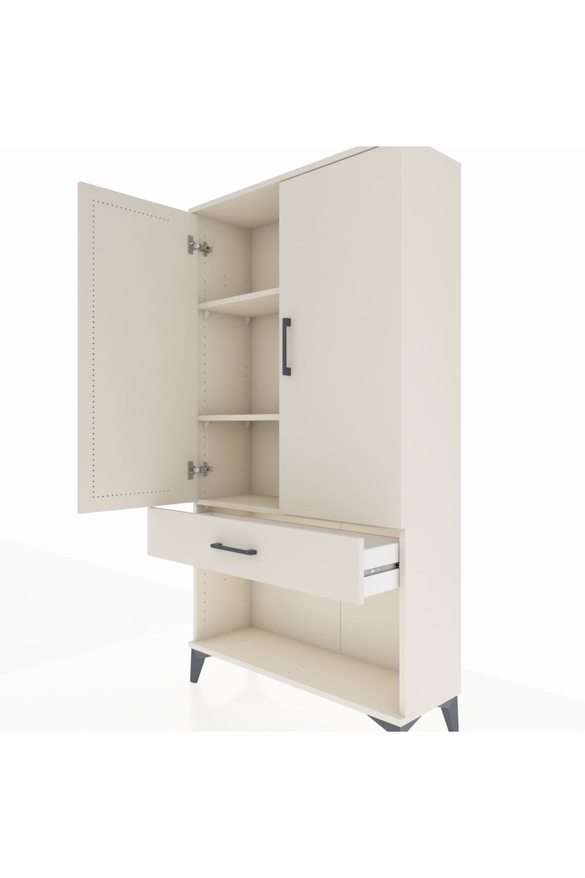 Arges Dolap 3 Raflı Tek Çekmeceli 2 Kapaklı 88x30x163 - S21M045V1A