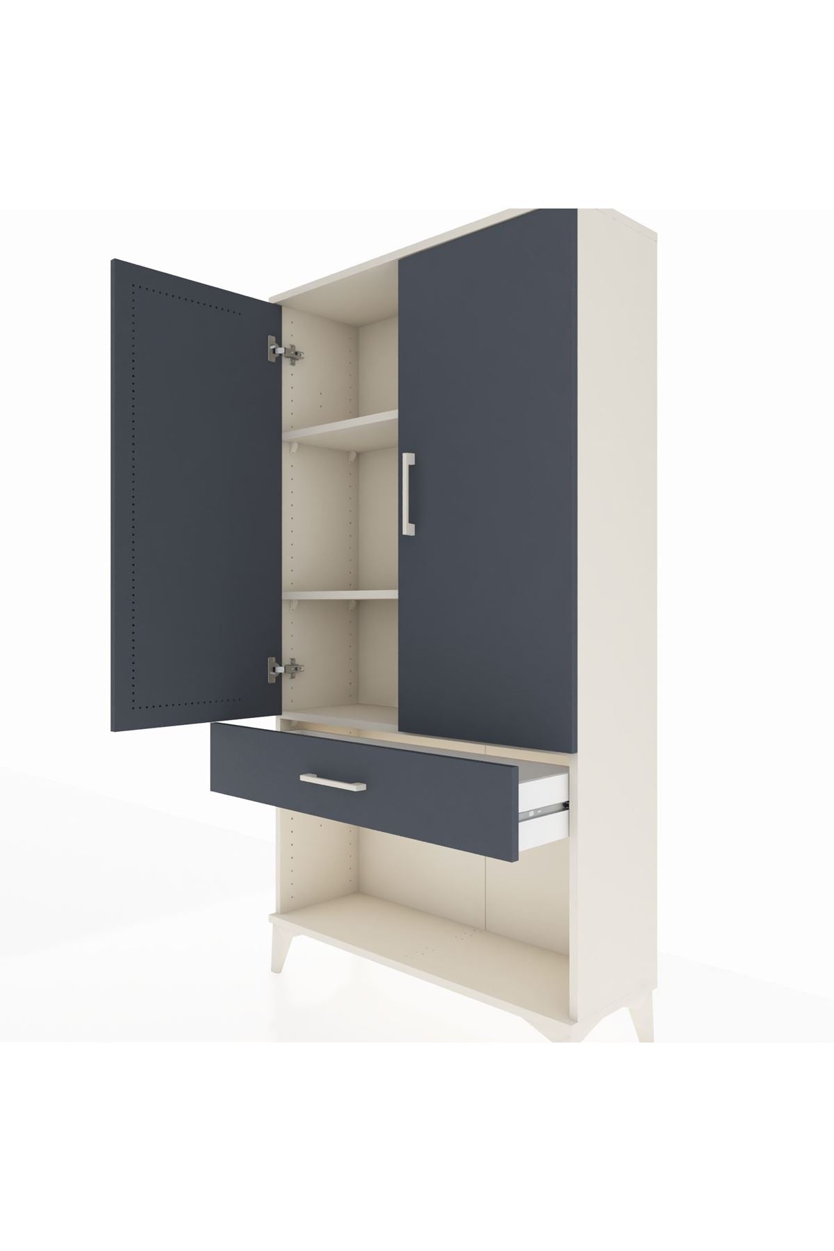 Arges Dolap 3 Raflı Tek Çekmeceli 2 Kapaklı 88x30x163 - S21M045V2A