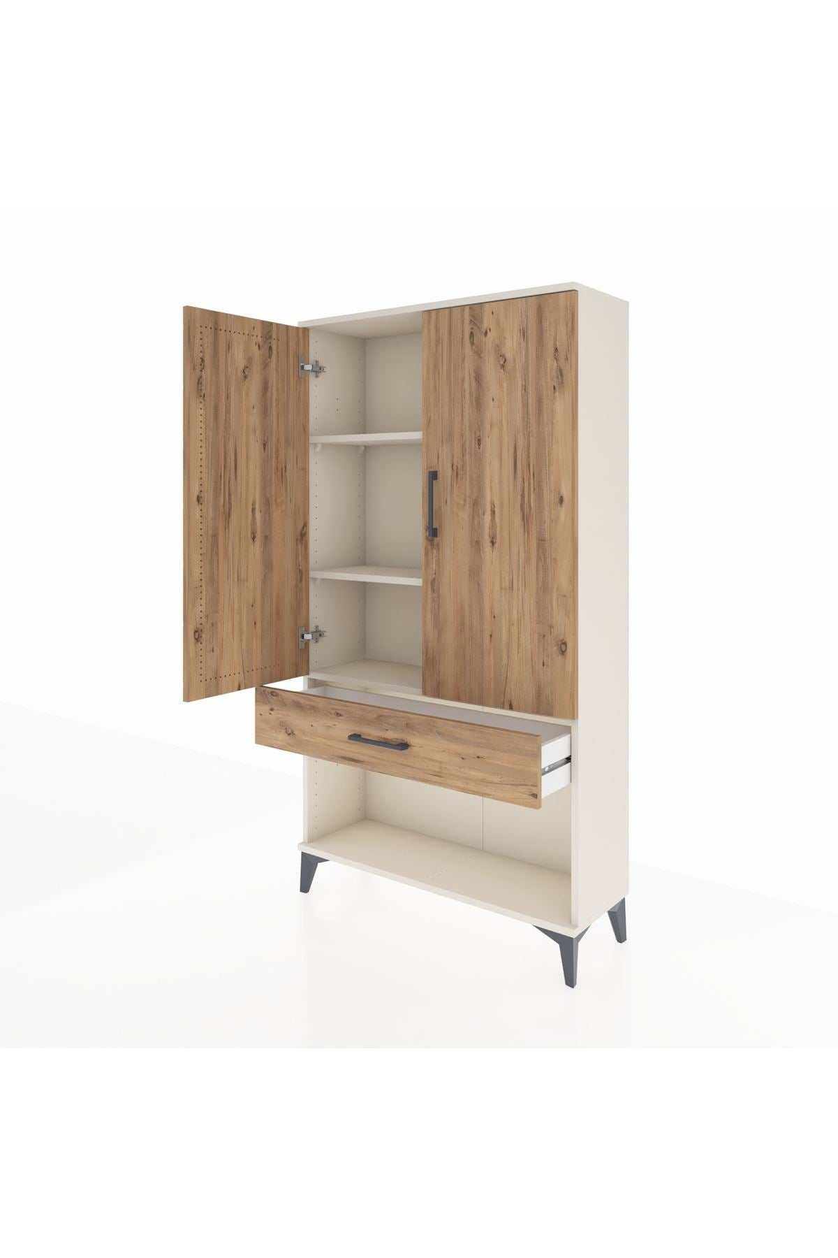 Arges Dolap 3 Raflı Tek Çekmeceli 2 Kapaklı 88x30x163 - S21M045V3A