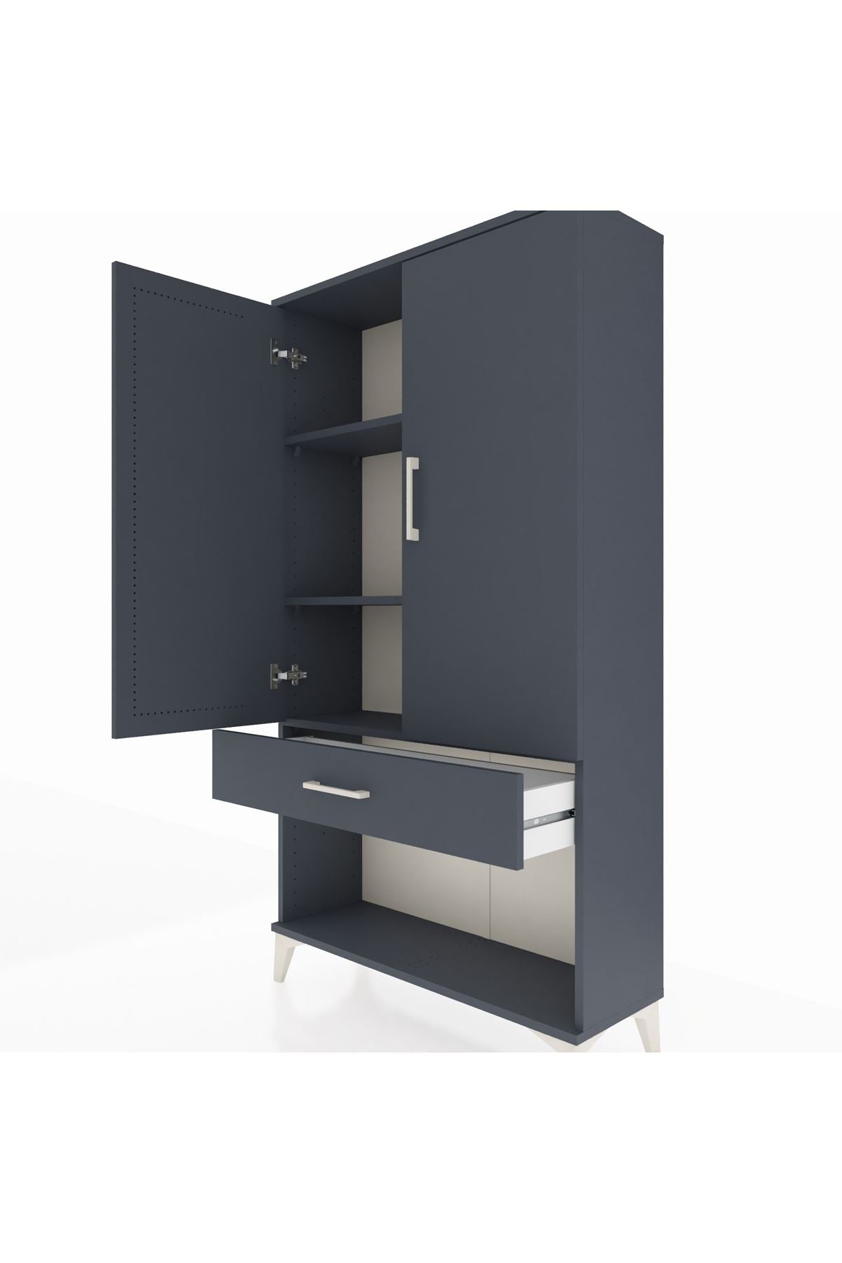 Arges Dolap 3 Raflı Tek Çekmeceli 2 Kapaklı 88x30x163 - S21M045V5A
