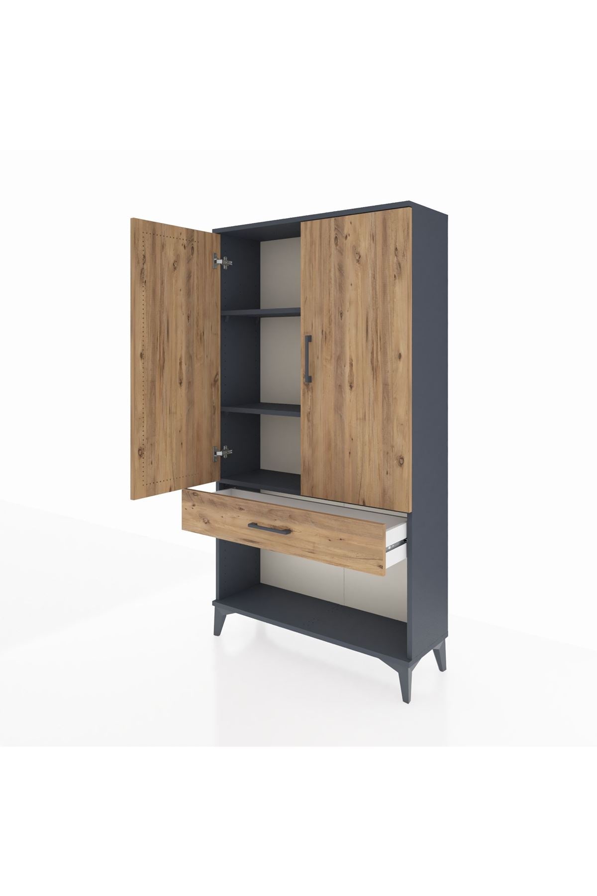 Arges Dolap 3 Raflı Tek Çekmeceli 2 Kapaklı 88x30x163 - S21M045V6A