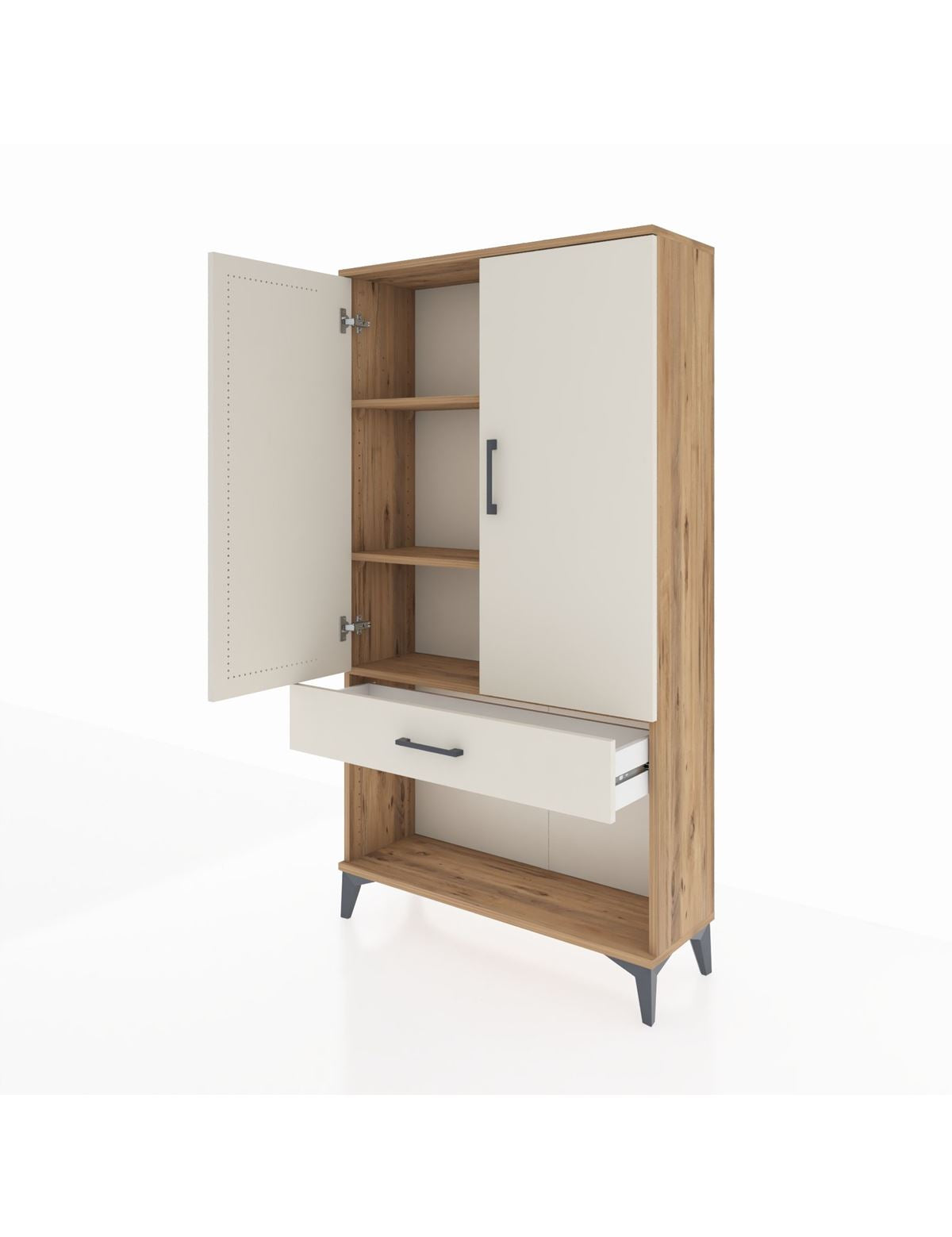 Arges Dolap 3 Raflı Tek Çekmeceli 2 Kapaklı 88x30x163 - S21M045V7A