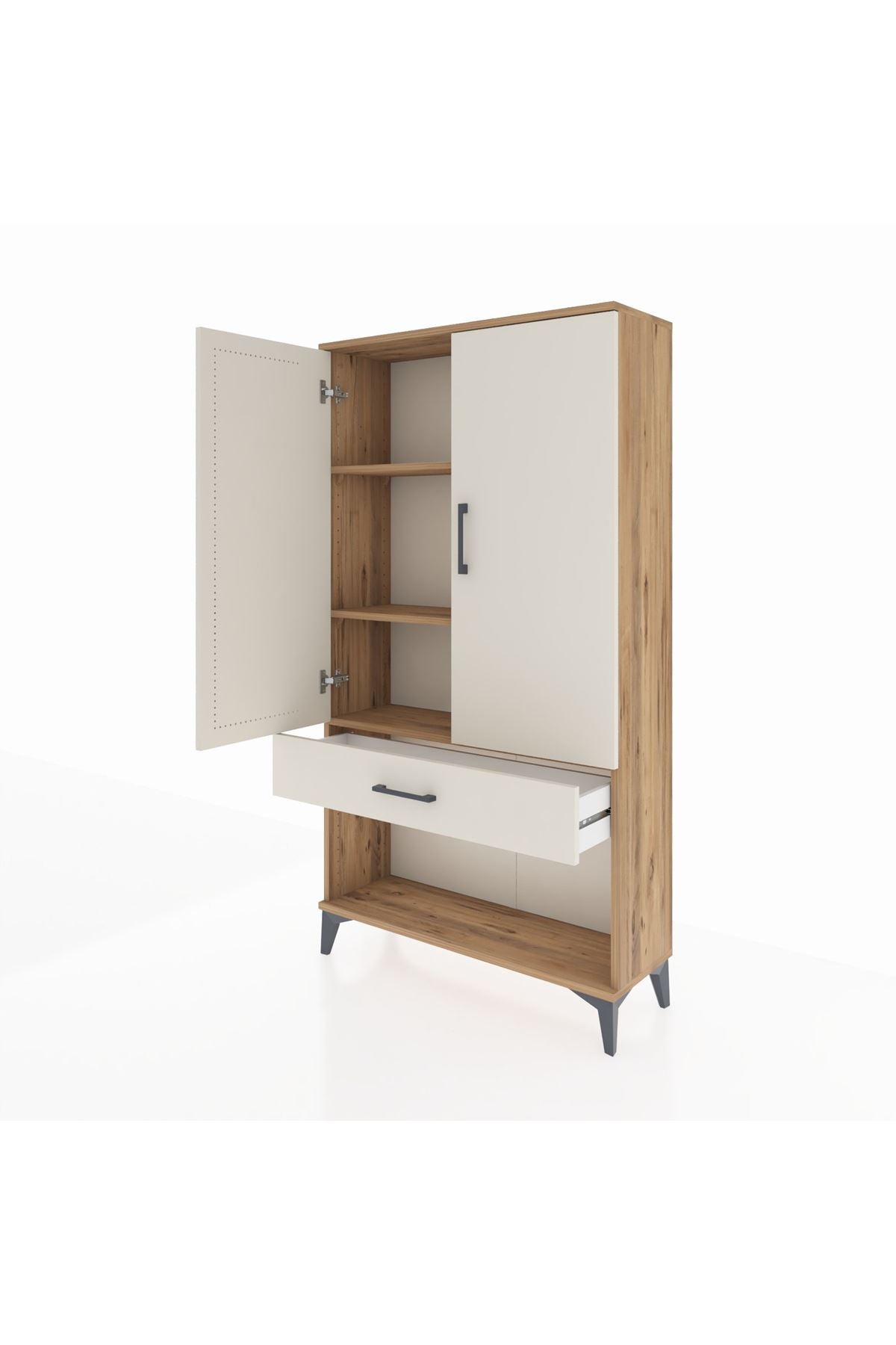 Arges Dolap 3 Raflı Tek Çekmeceli 2 Kapaklı 88x30x163 - S21M045V7A