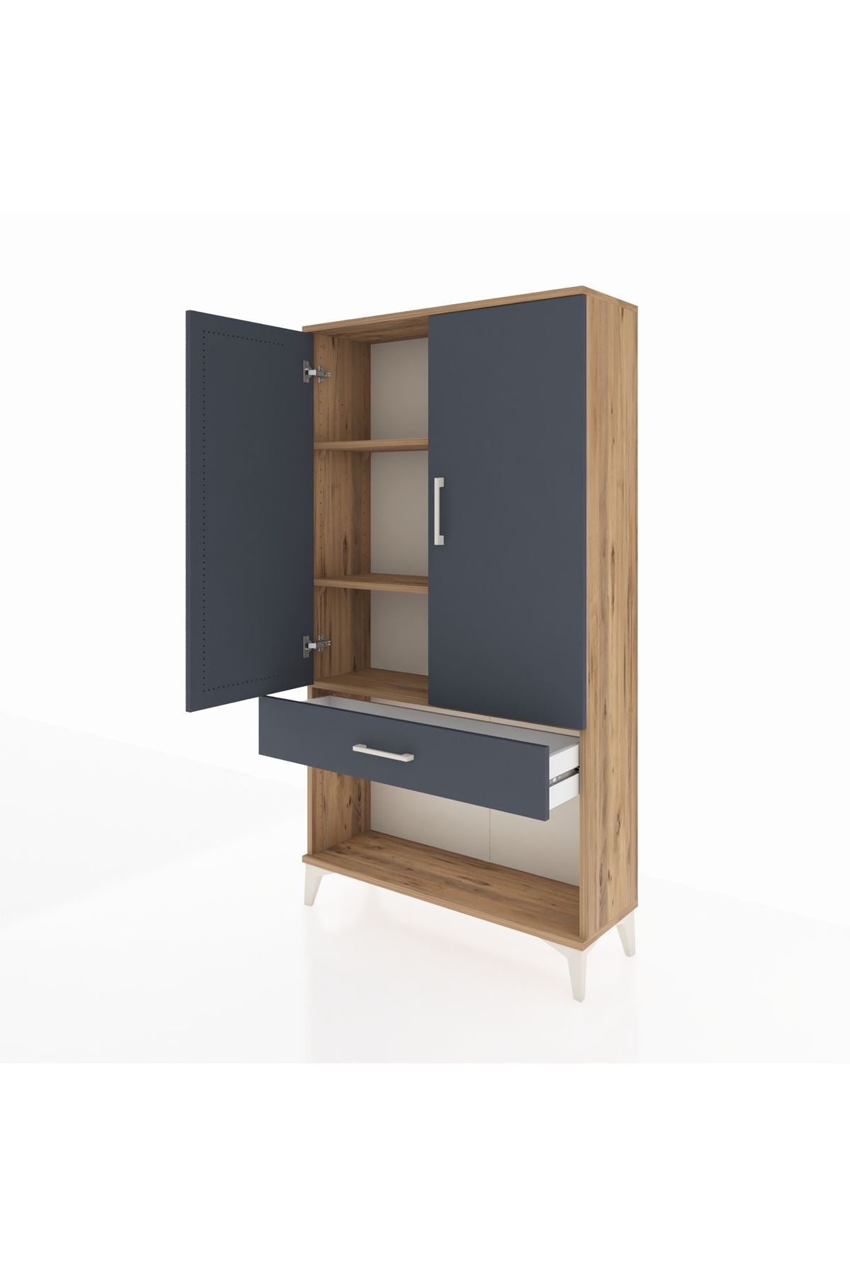 Arges Dolap 3 Raflı Tek Çekmeceli 2 Kapaklı 88x30x163 - S21M045V8A