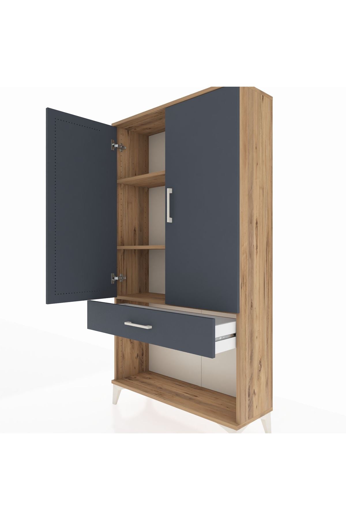 Arges Dolap 3 Raflı Tek Çekmeceli 2 Kapaklı 88x30x163 - S21M045V8A