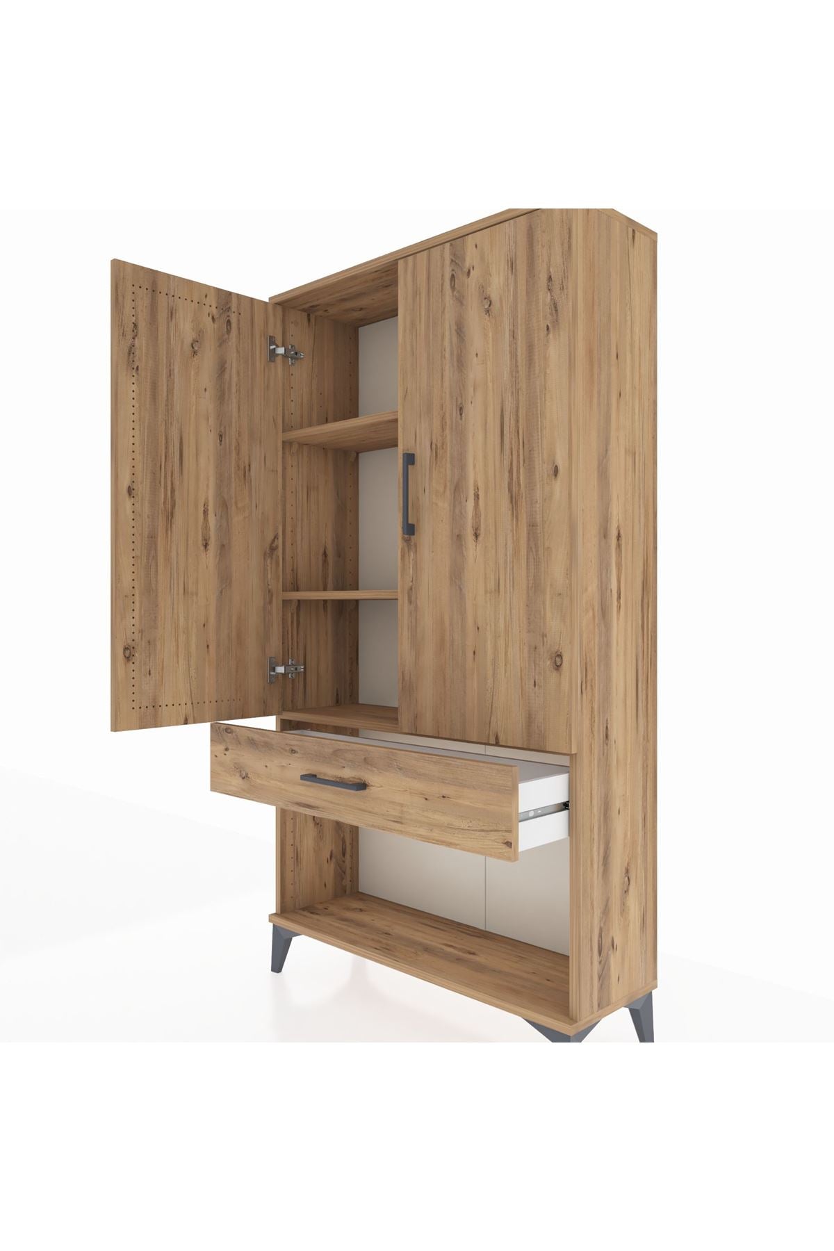 Arges Dolap 3 Raflı Tek Çekmeceli 2 Kapaklı 88x30x163 - S21M045V9A