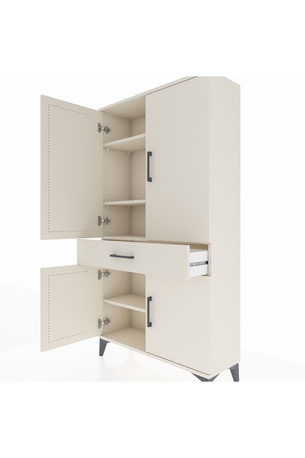 Arges Dolap 4 Raflı Tek Çekmeceli 4 Kapaklı 88x30x163 - S21M047V1A
