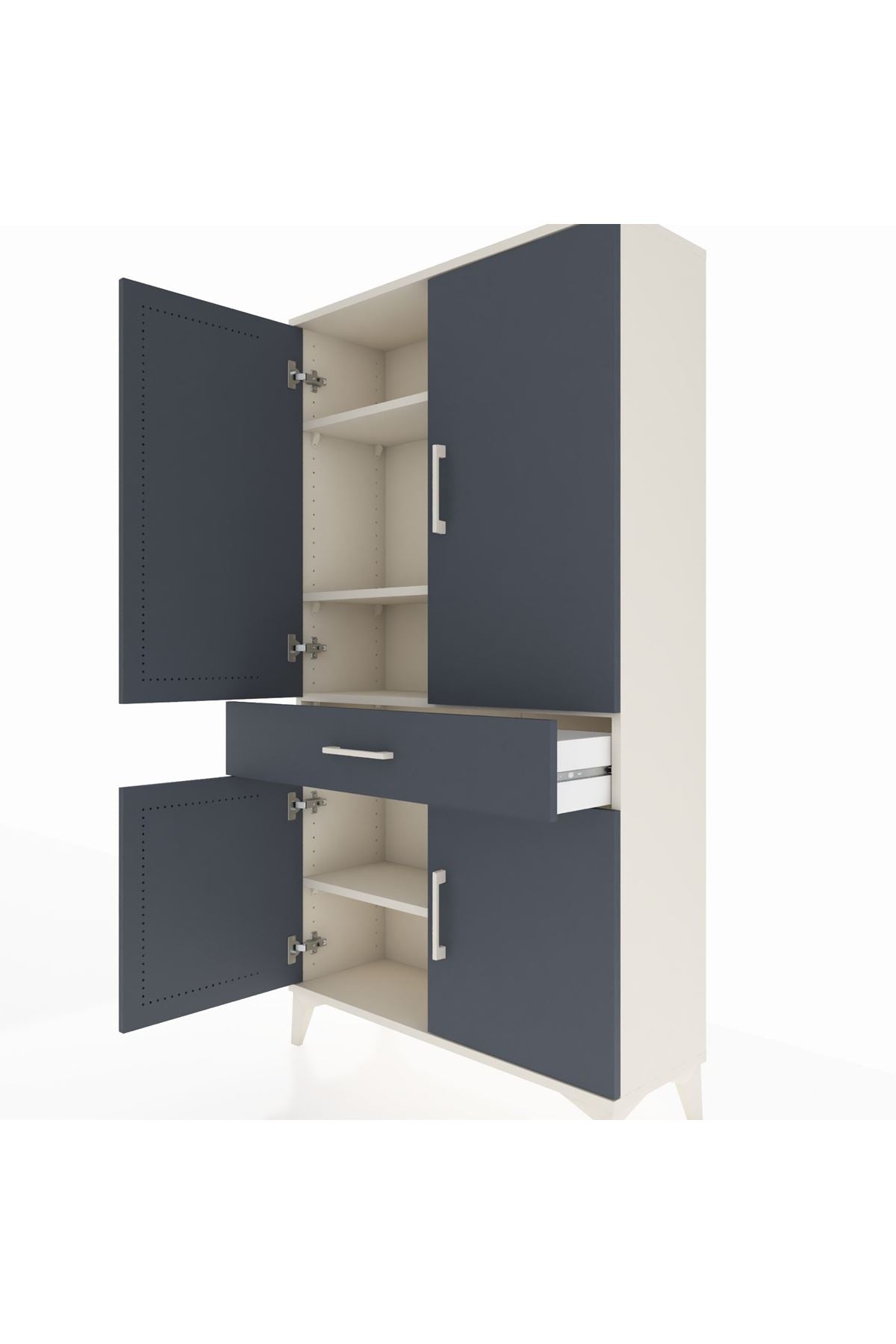 Arges Dolap 4 Raflı Tek Çekmeceli 4 Kapaklı 88x30x163 - S21M047V2A
