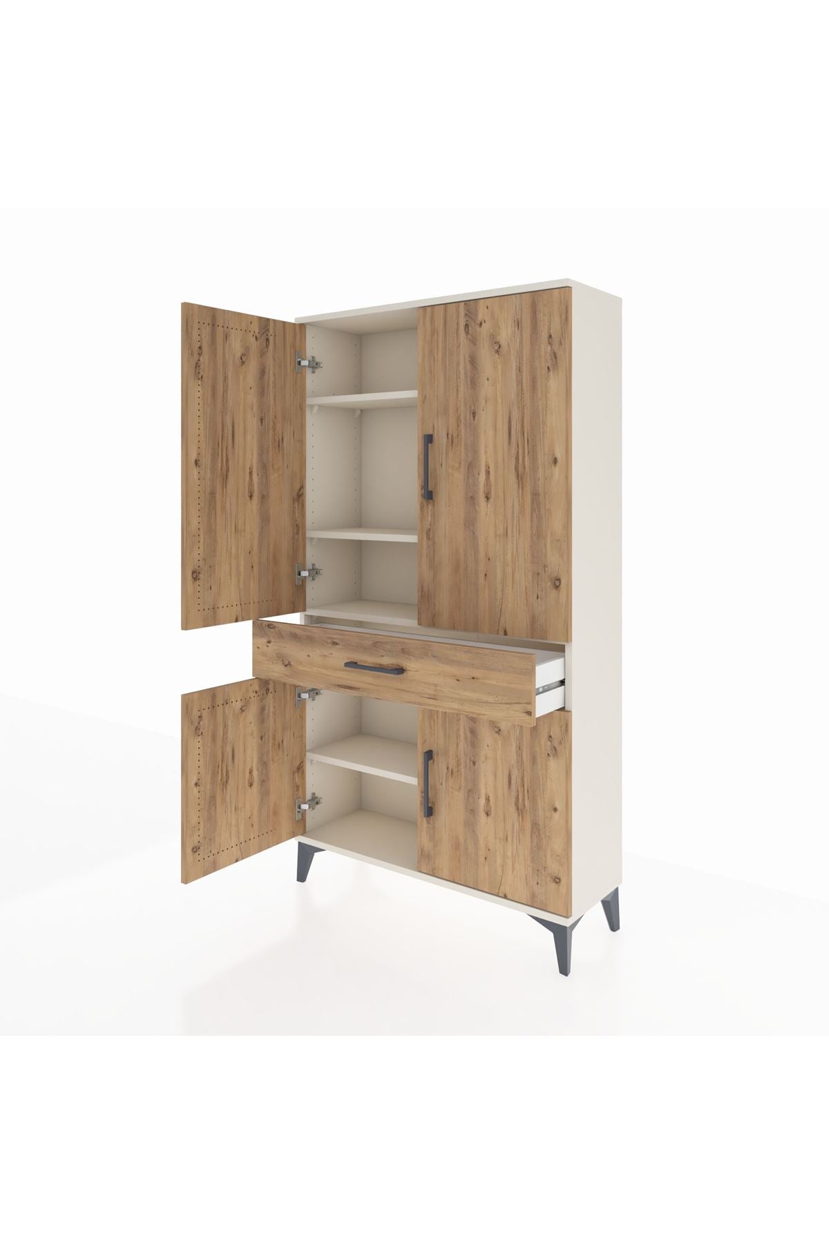 Arges Dolap 4 Raflı Tek Çekmeceli 4 Kapaklı 88x30x163 - S21M047V3A