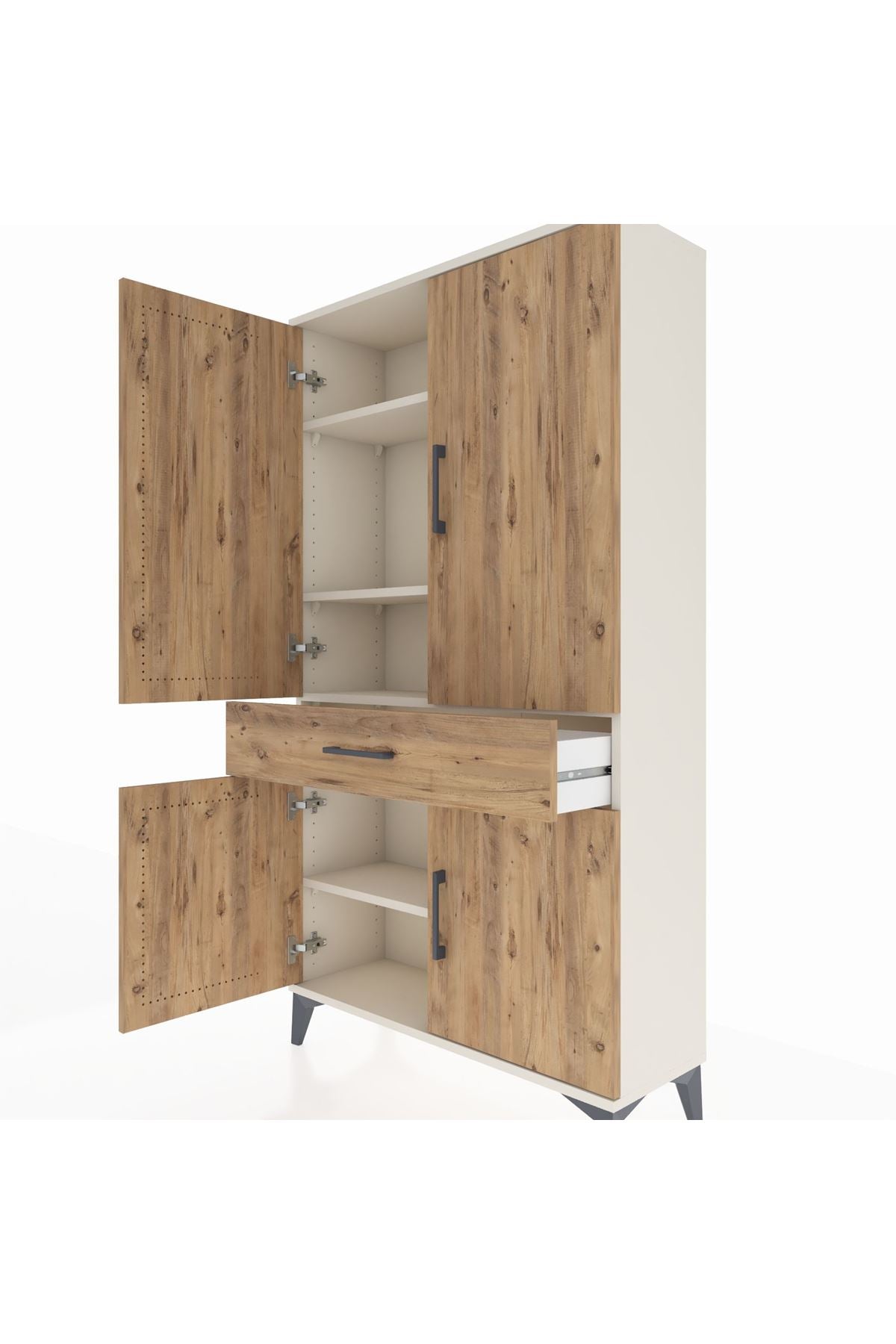 Arges Dolap 4 Raflı Tek Çekmeceli 4 Kapaklı 88x30x163 - S21M047V3A