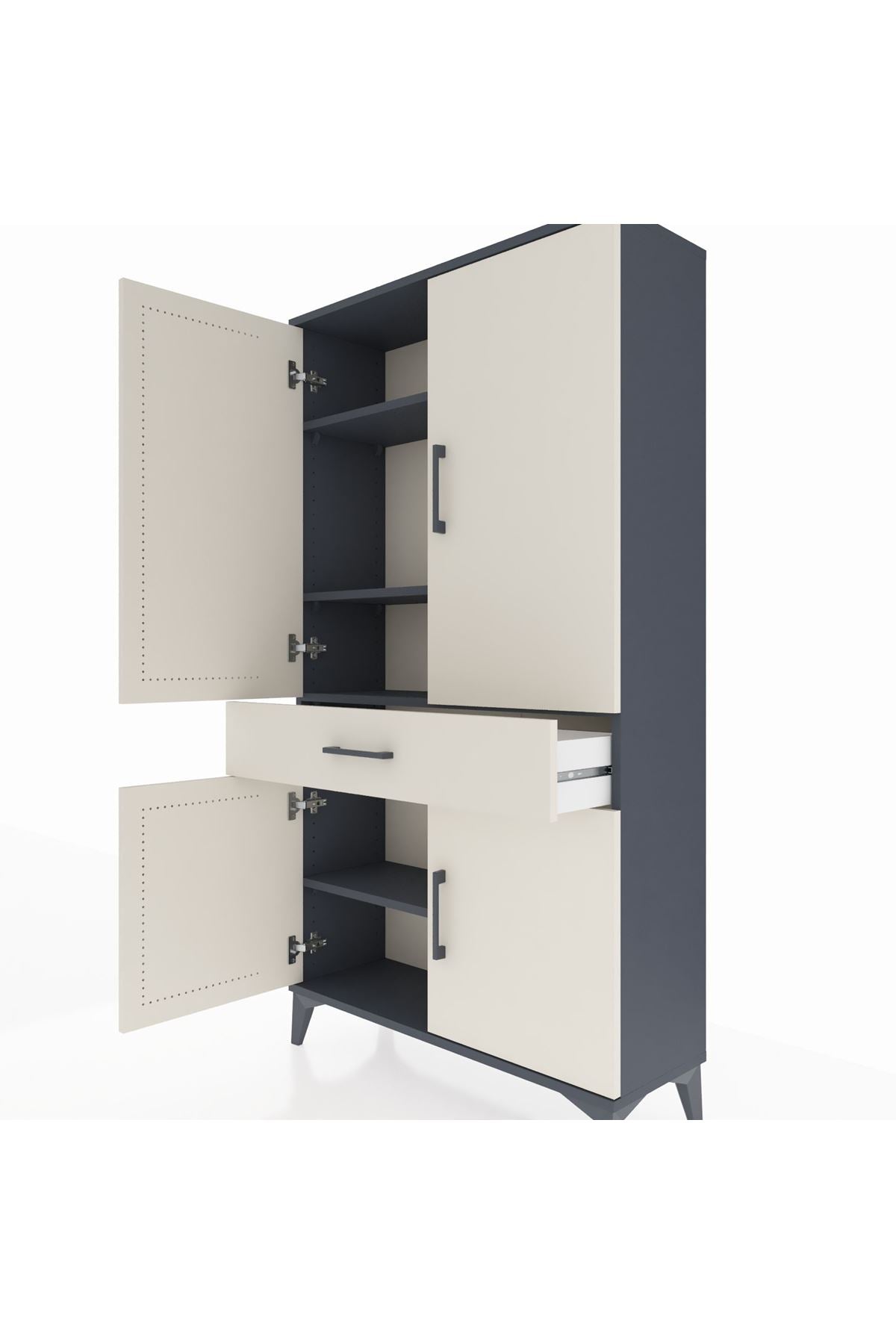Arges Dolap 4 Raflı Tek Çekmeceli 4 Kapaklı 88x30x163 - S21M047V4A