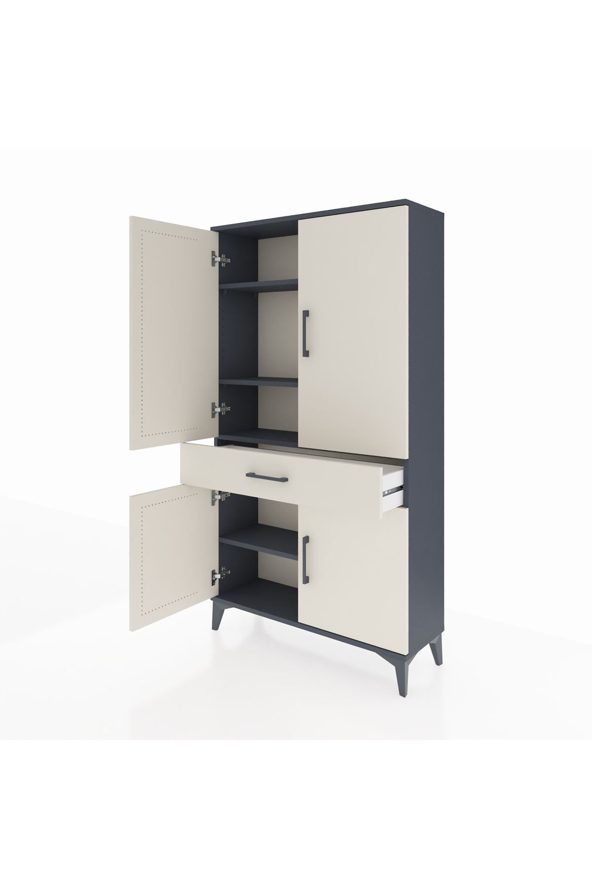 Arges Dolap 4 Raflı Tek Çekmeceli 4 Kapaklı 88x30x163 - S21M047V4A