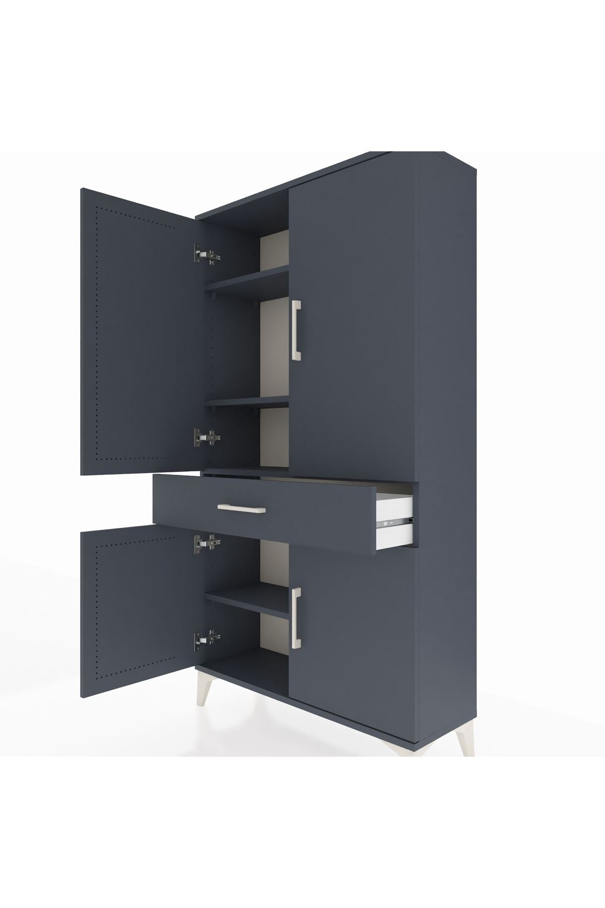 Arges Dolap 4 Raflı Tek Çekmeceli 4 Kapaklı 88x30x163 - S21M047V5A