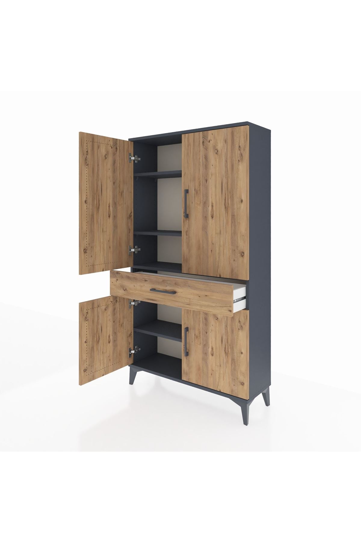 Arges Dolap 4 Raflı Tek Çekmeceli 4 Kapaklı 88x30x163 - S21M047V6A