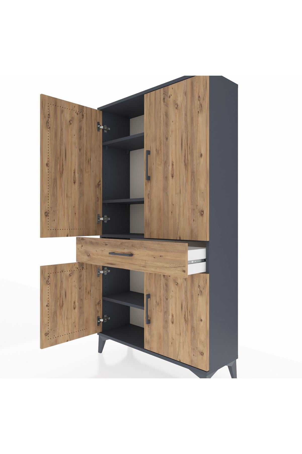 Arges Dolap 4 Raflı Tek Çekmeceli 4 Kapaklı 88x30x163 - S21M047V6A