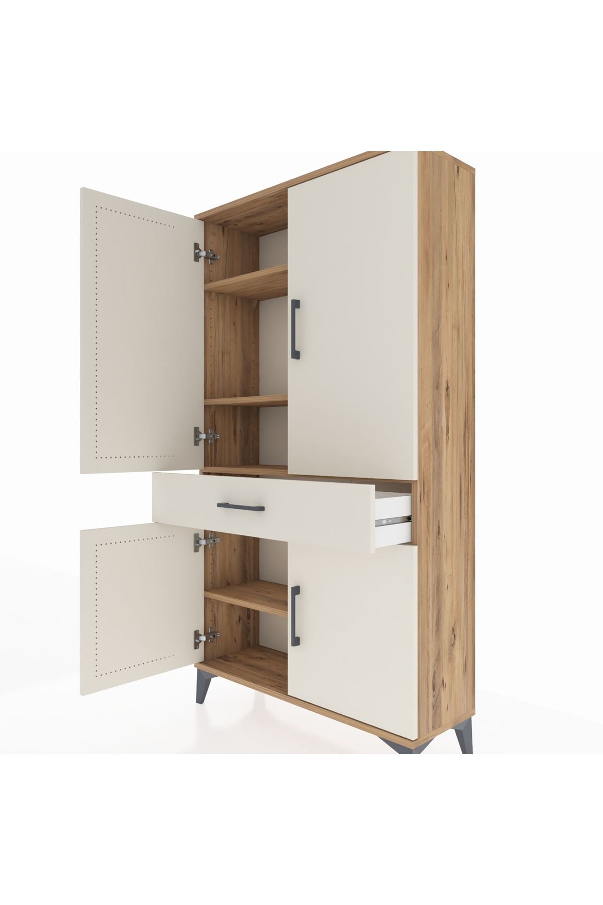 Arges Dolap 4 Raflı Tek Çekmeceli 4 Kapaklı 88x30x163 - S21M047V7A