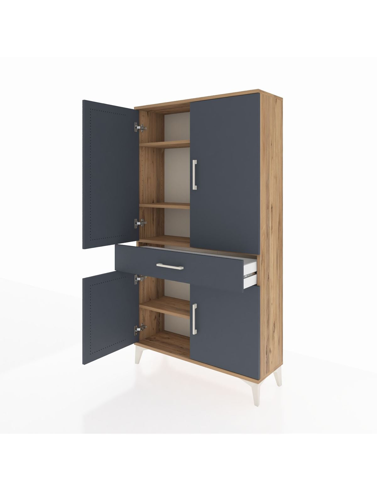 Arges Dolap 4 Raflı Tek Çekmeceli 4 Kapaklı 88x30x163 - S21M047V8A