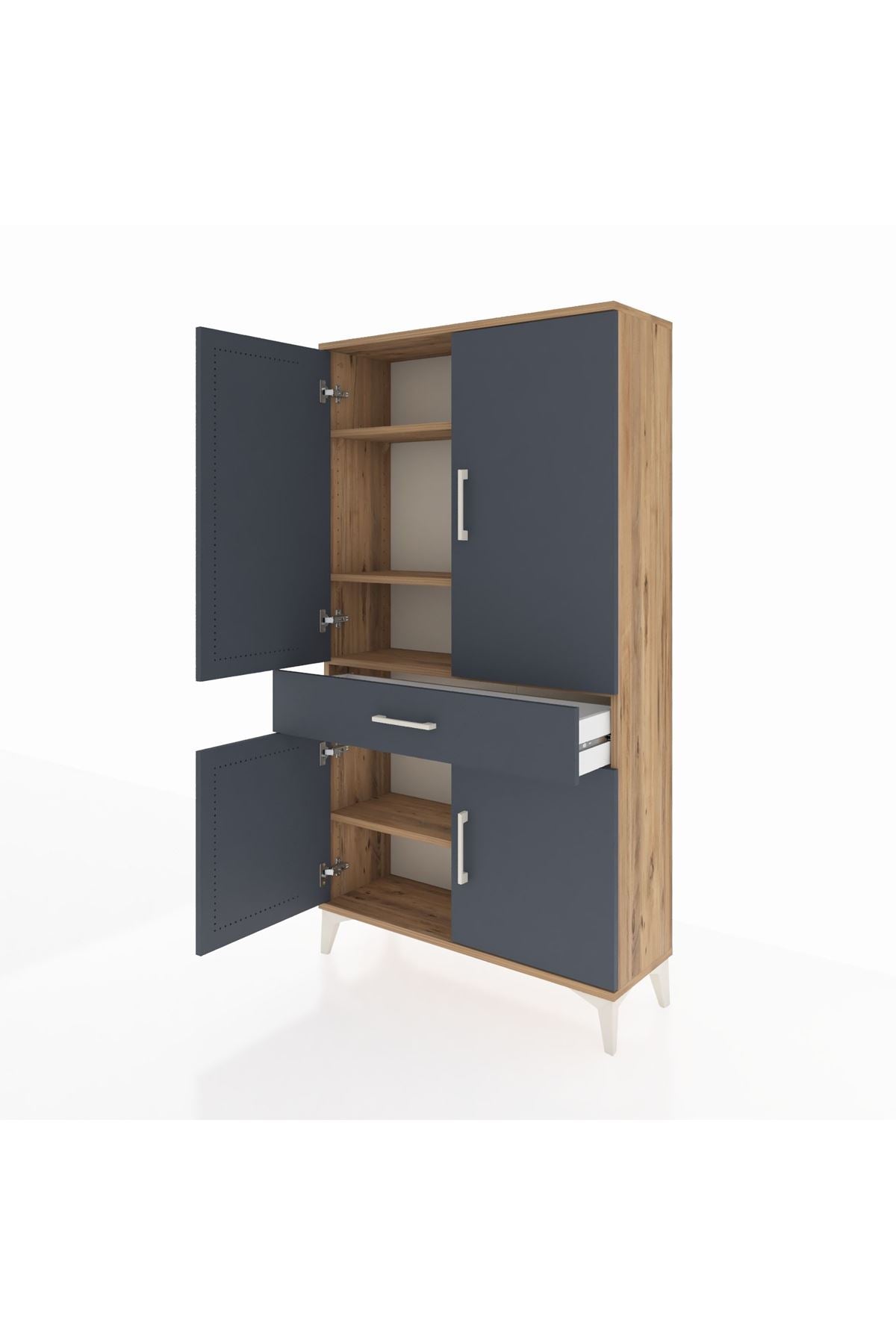 Arges Dolap 4 Raflı Tek Çekmeceli 4 Kapaklı 88x30x163 - S21M047V8A